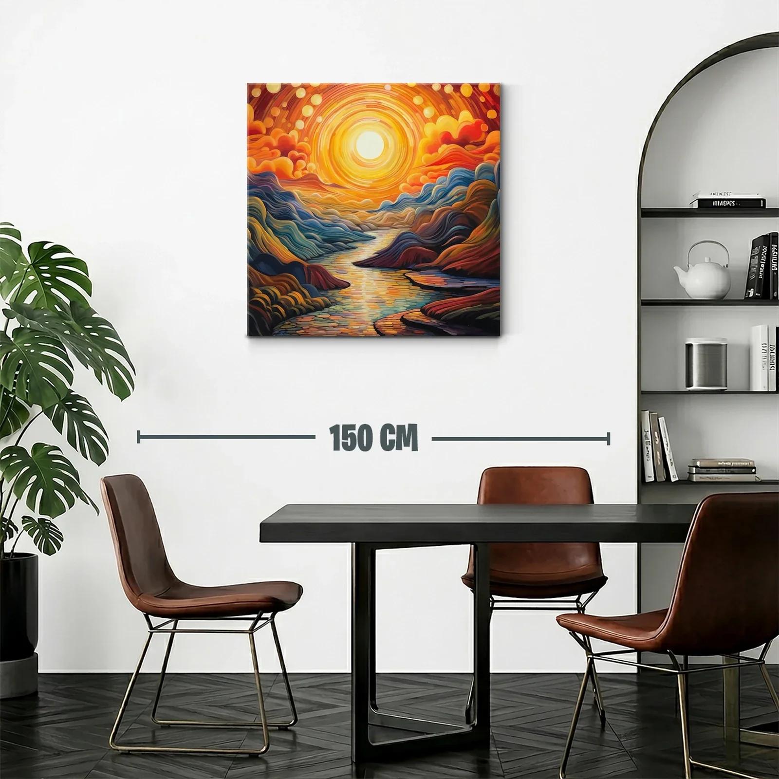 Paisaje vibrante con río iluminado por sol radiante — miniatura 2