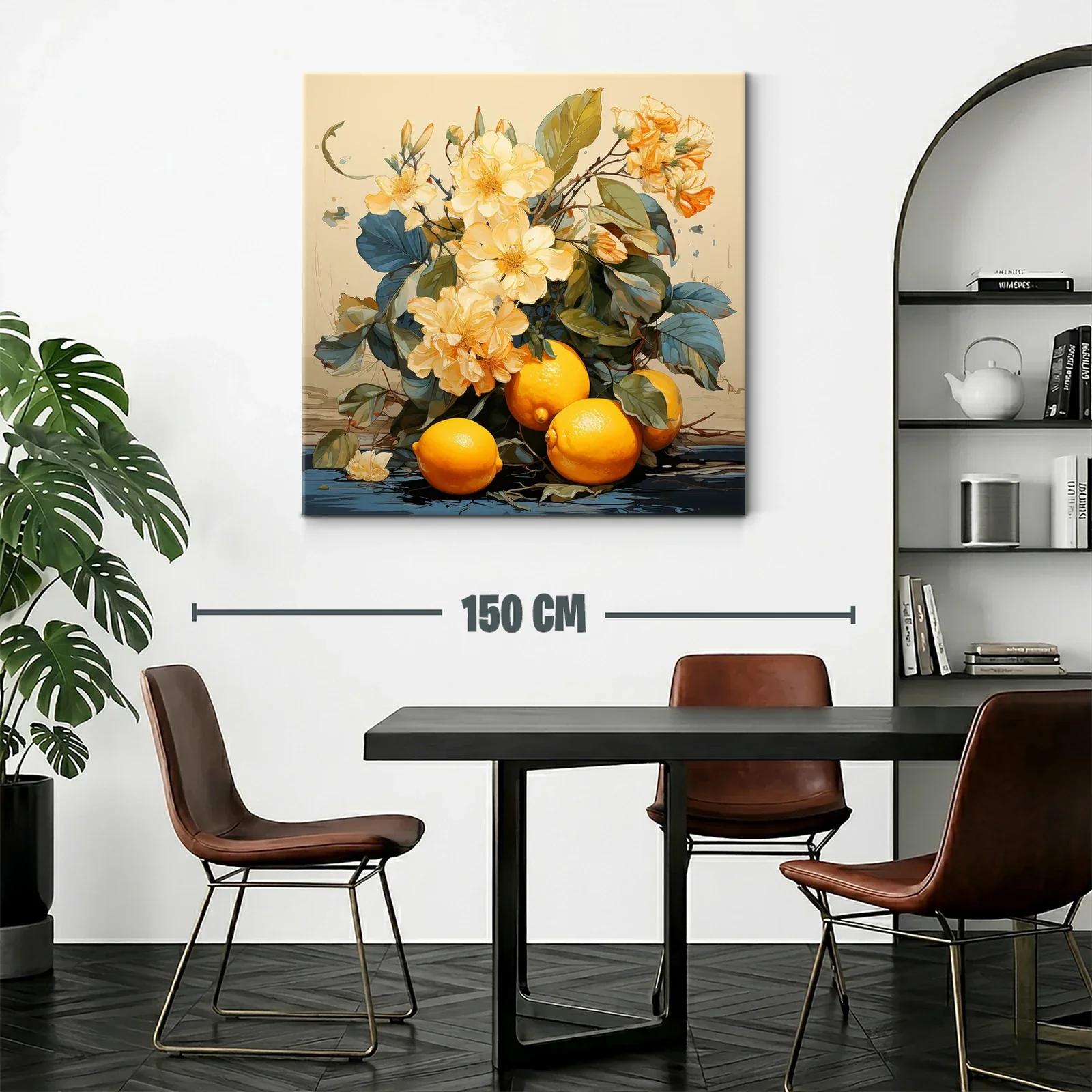 Bodegón con limones y flores en tonos cálidos y naturales — miniatura 2