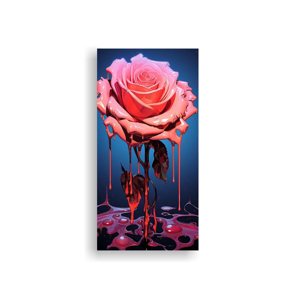 Cuadro rosa rosa con pétalos derretidos
