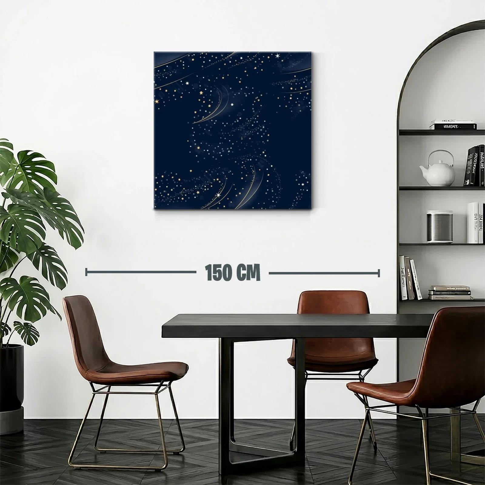 Cuadro galaxia estrellada con tonos azul y dorado — miniatura 2
