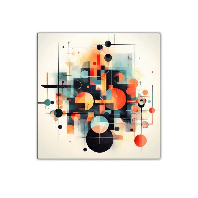 Composición abstracta con formas geométricas y tonos cálidos