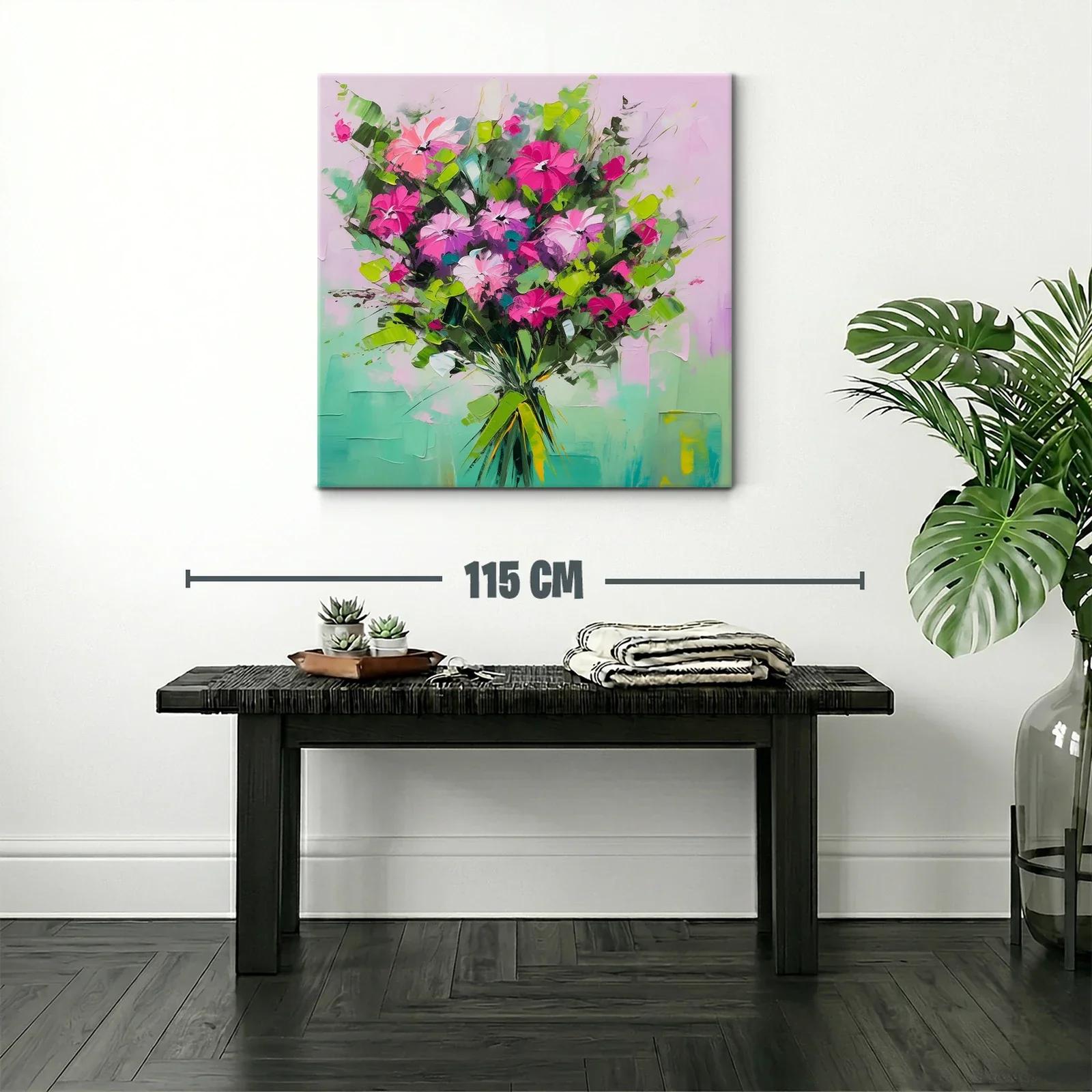 Ramo vibrante de flores en tonos verdes y fucsias — miniatura 2