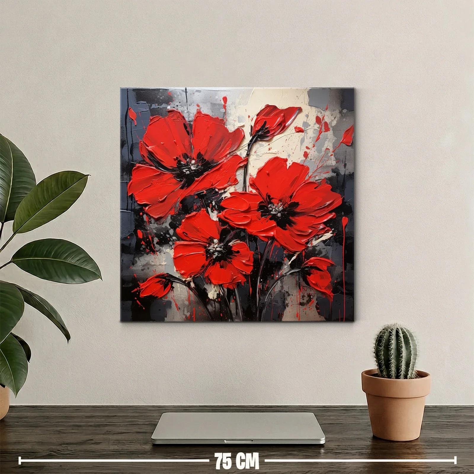 Impactante cuadro floral con vibrantes amapolas rojas — miniatura 2