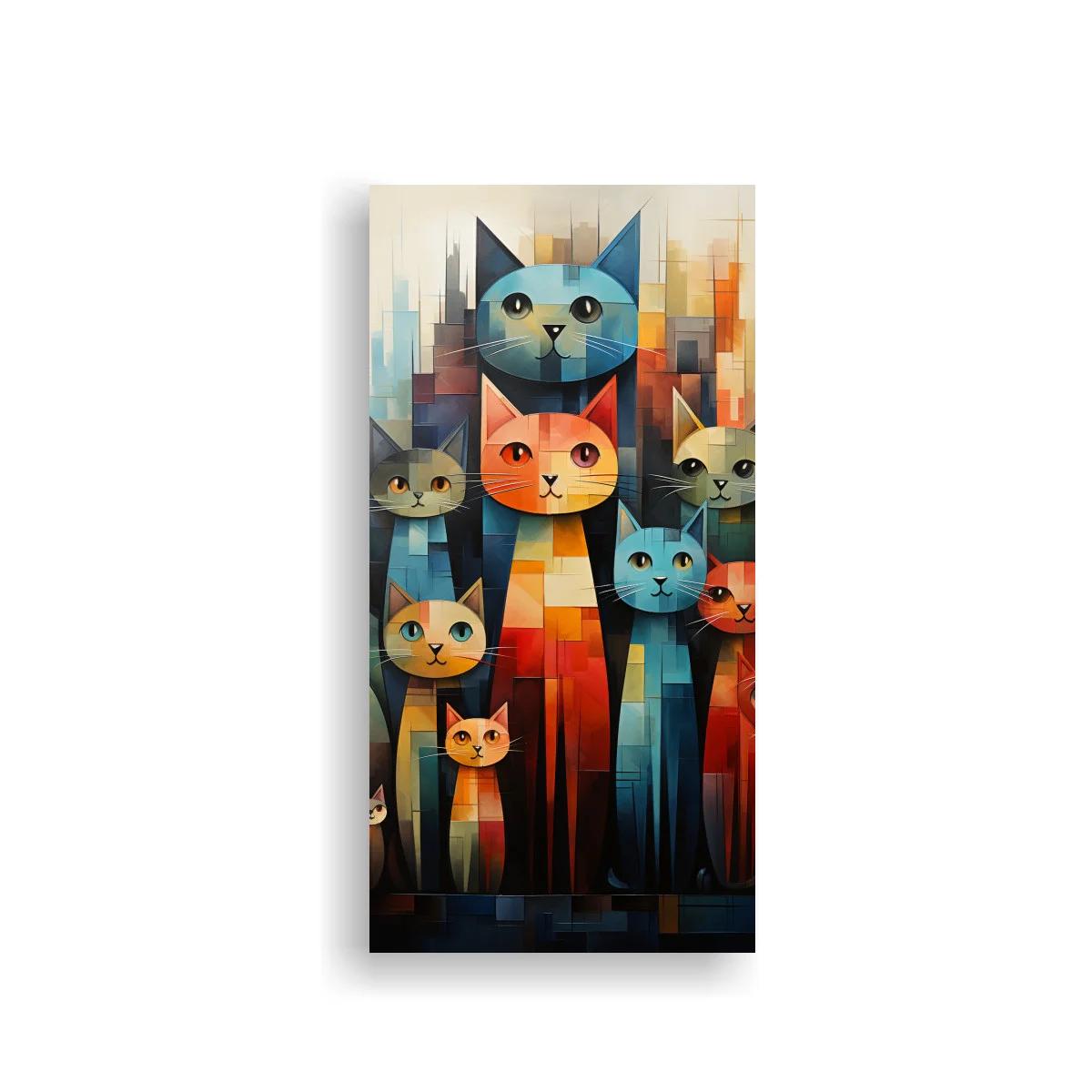 Cuadro gatos geométricos con bloques de color — imagen principal