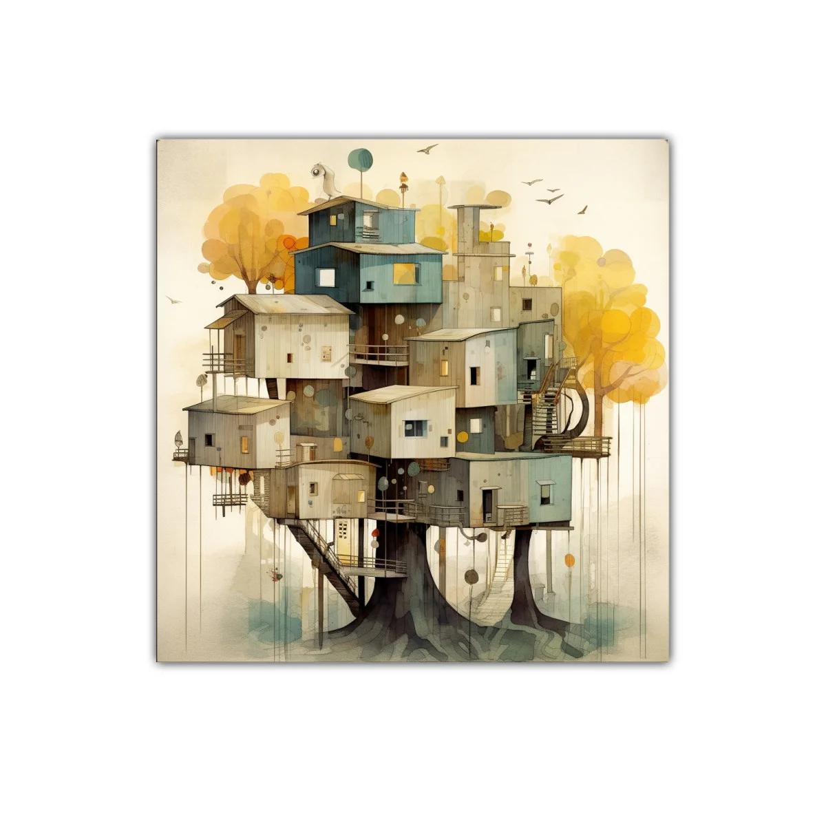 Composición arquitectónica de casas integradas en árboles — imagen principal