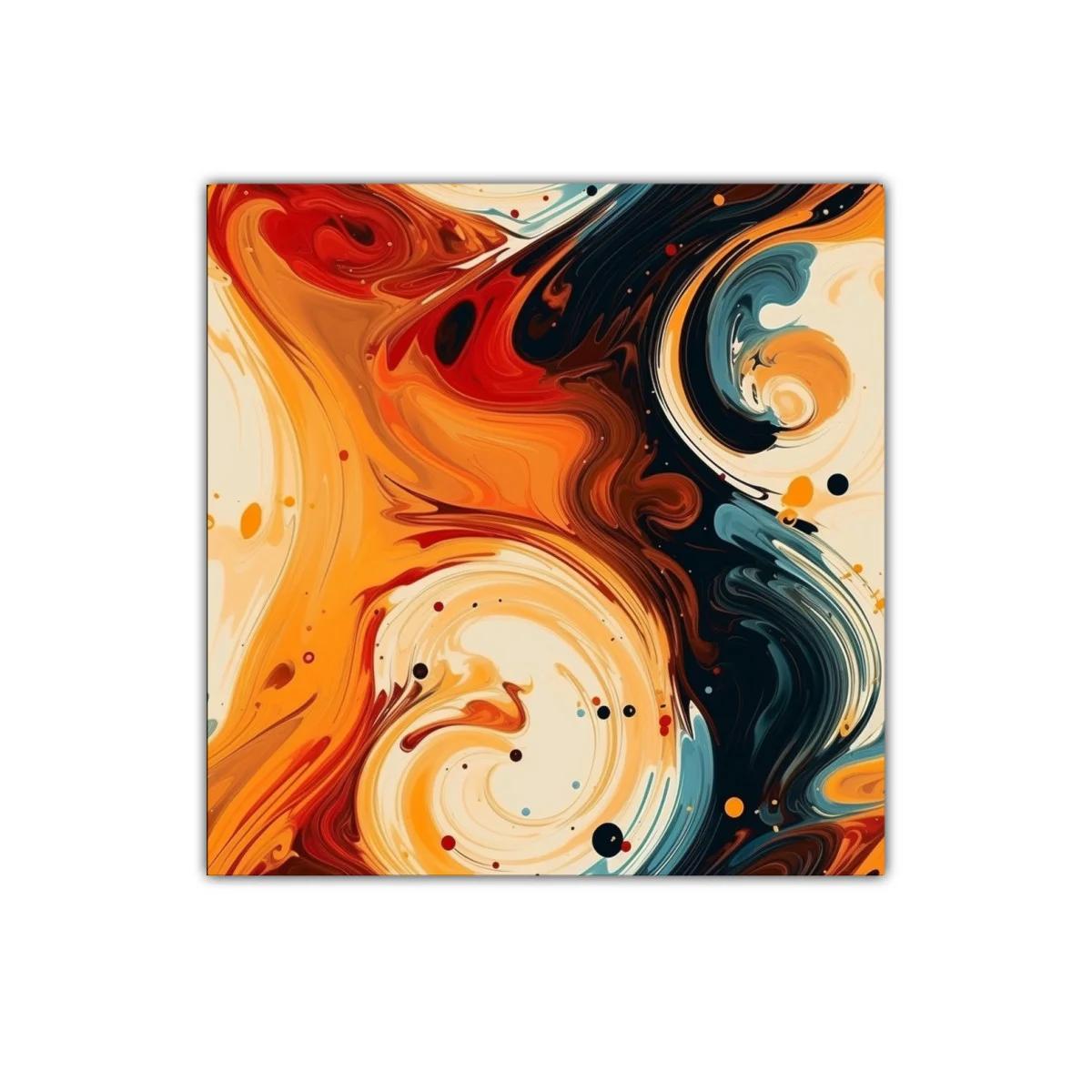 Cuadro decorativo con diseño abstracto en tonos cálidos y azules