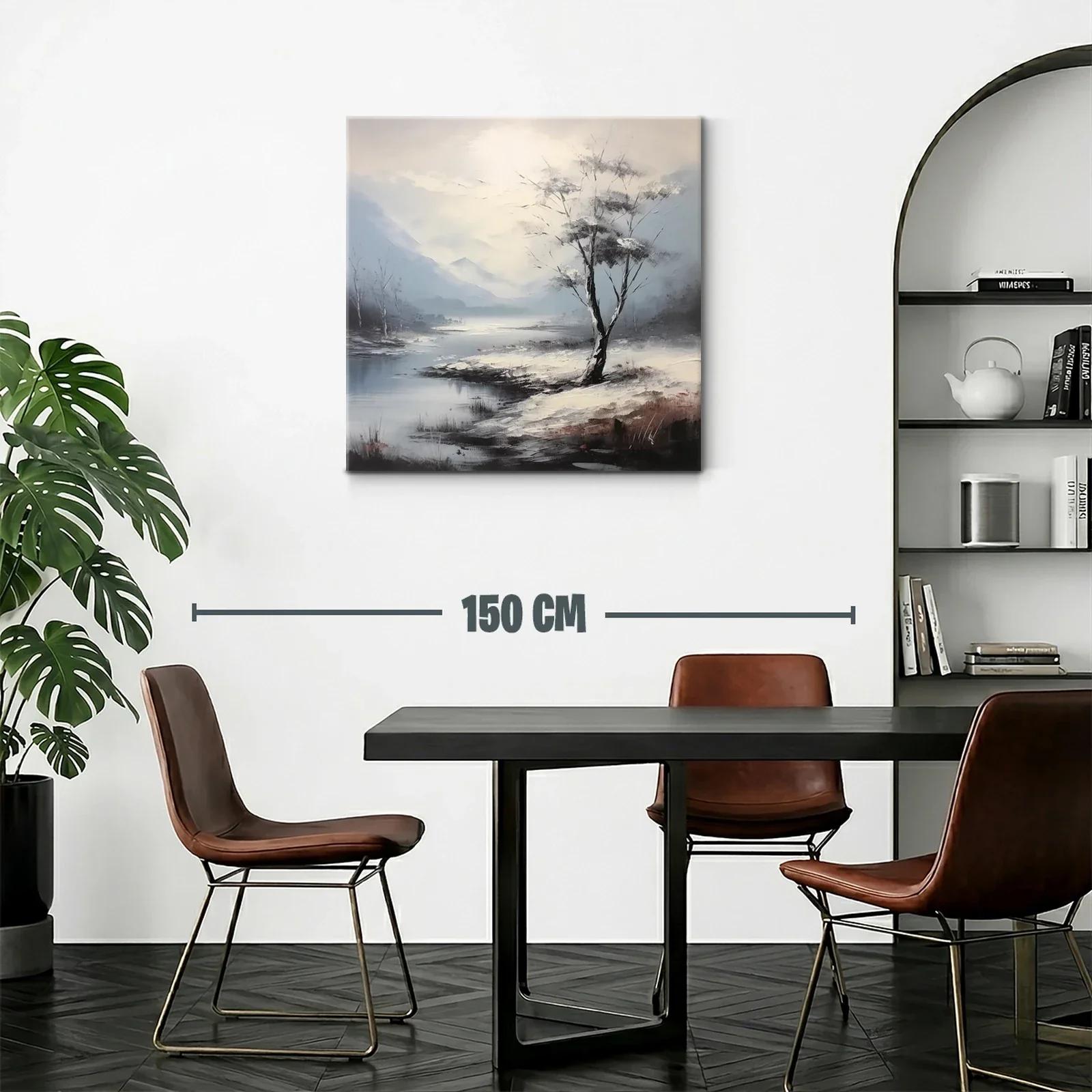 Paisaje con árbol solitario y lago en tonos suaves — miniatura 2