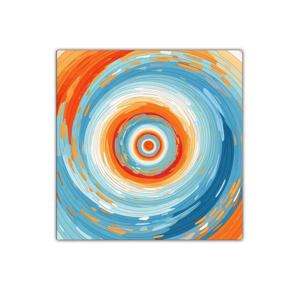 Cuadro abstracto con círculos concéntricos vibrantes