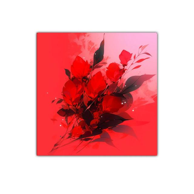 Elegante composición floral con intensos tonos rojos y negros