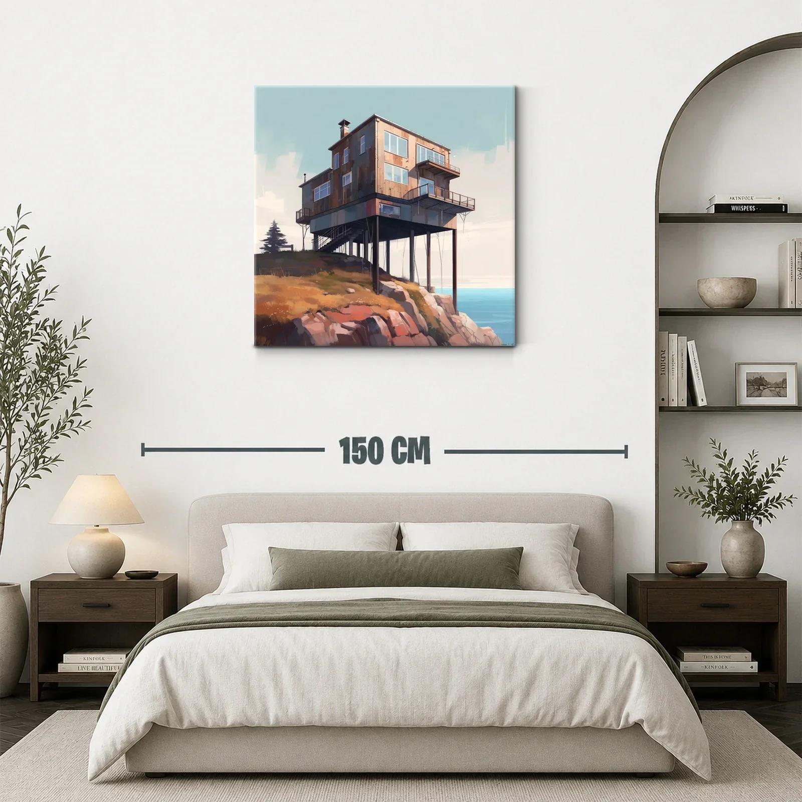 Casa sobre acantilado con vista al mar y cielo claro — miniatura 3
