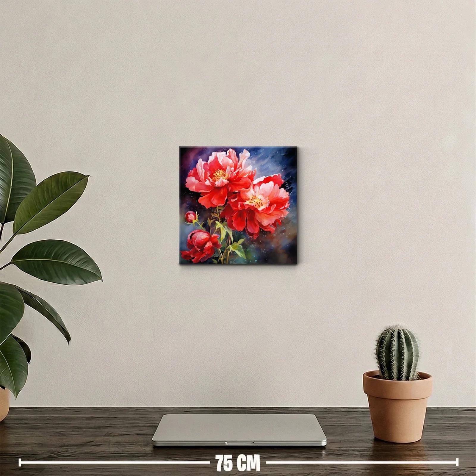 Flores rojas vibrantes con fondo abstracto azul profundo — miniatura 2