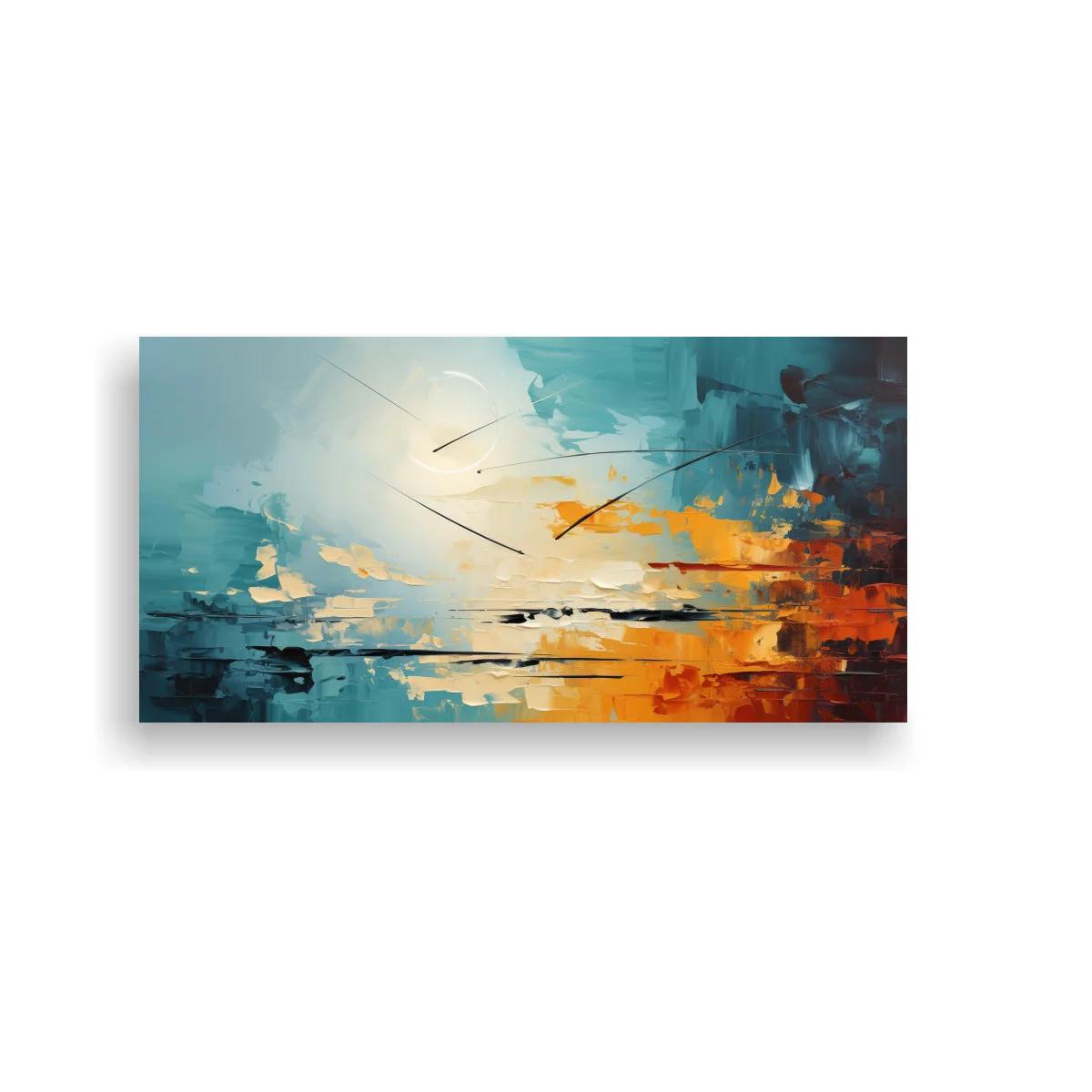 Cuadro paisaje abstracto de horizonte luminoso con líneas oscuras