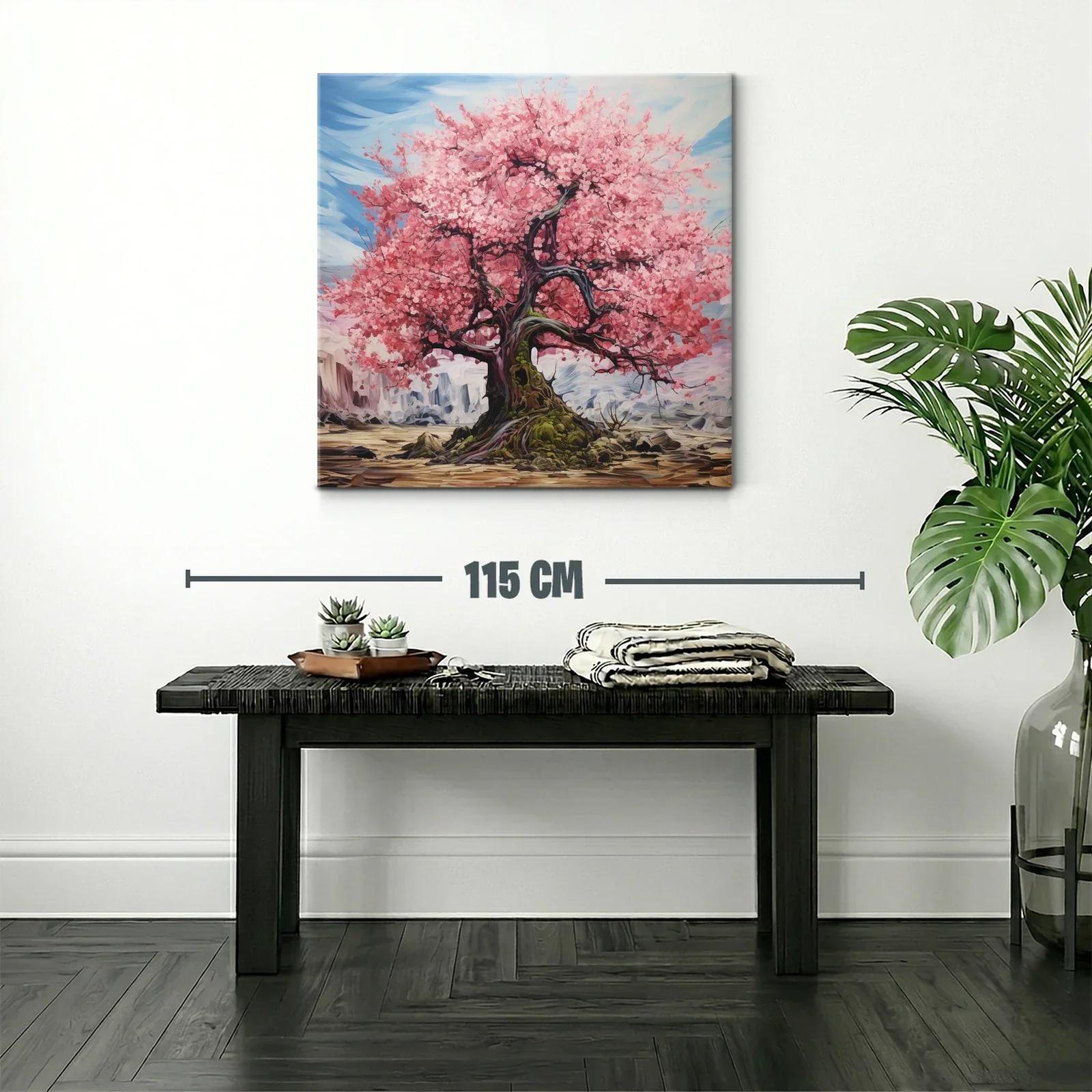 Árbol de Cerezo en Flor sobre Paisaje Montañoso — miniatura 2