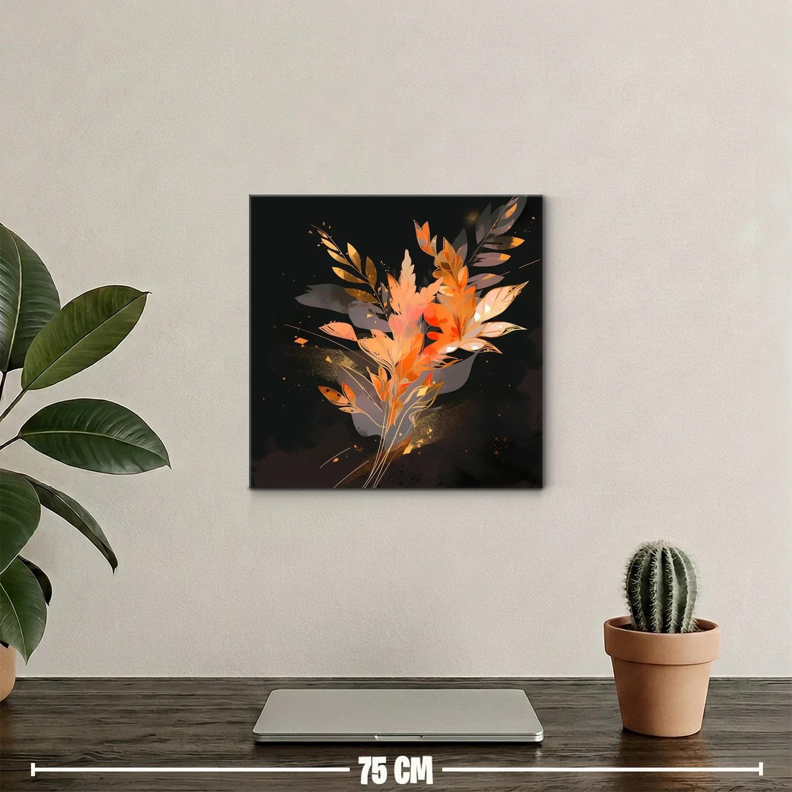 Composición abstracta con hojas en tonos cálidos — miniatura 2