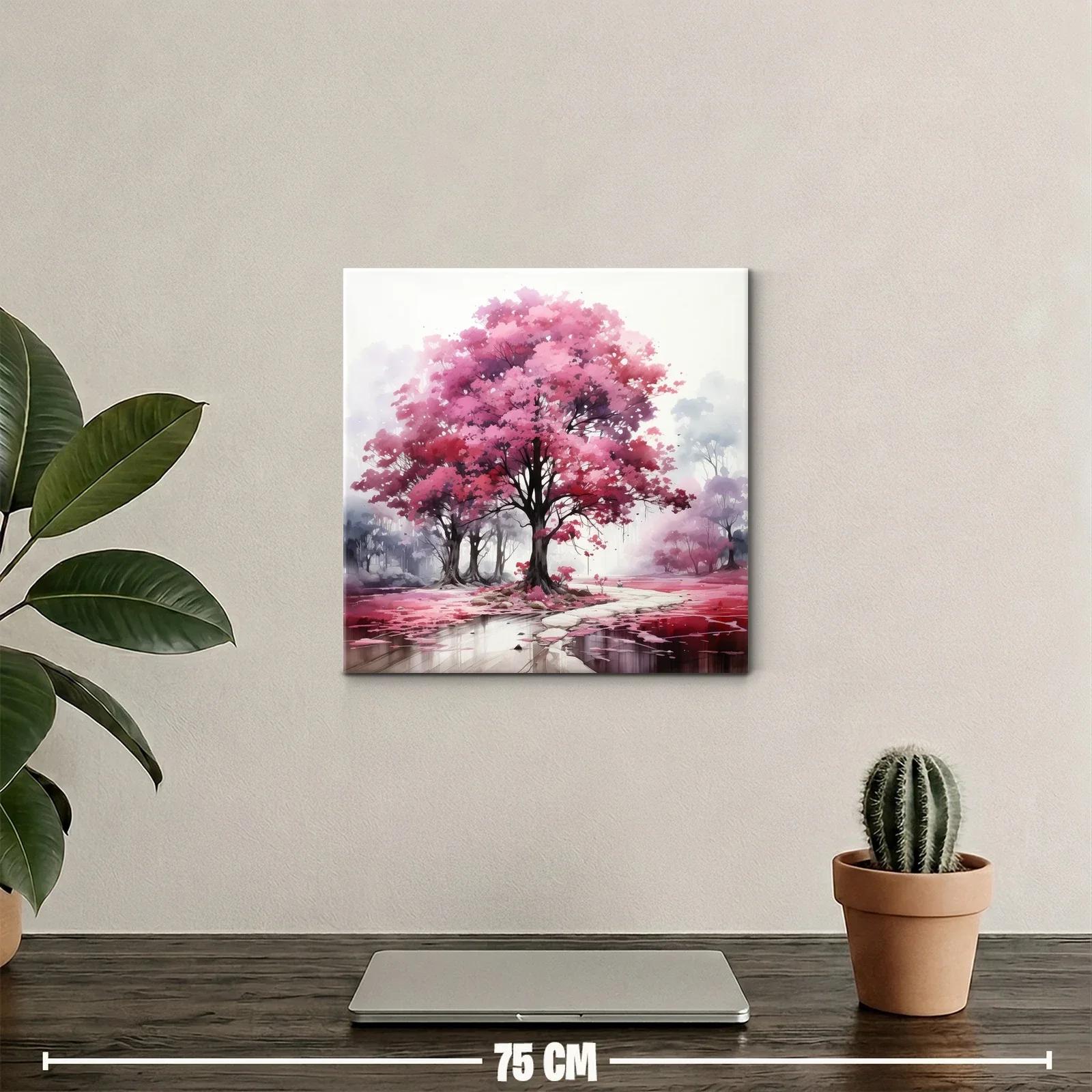 Bosque encantado con árboles de flores rosa vibrante — miniatura 2