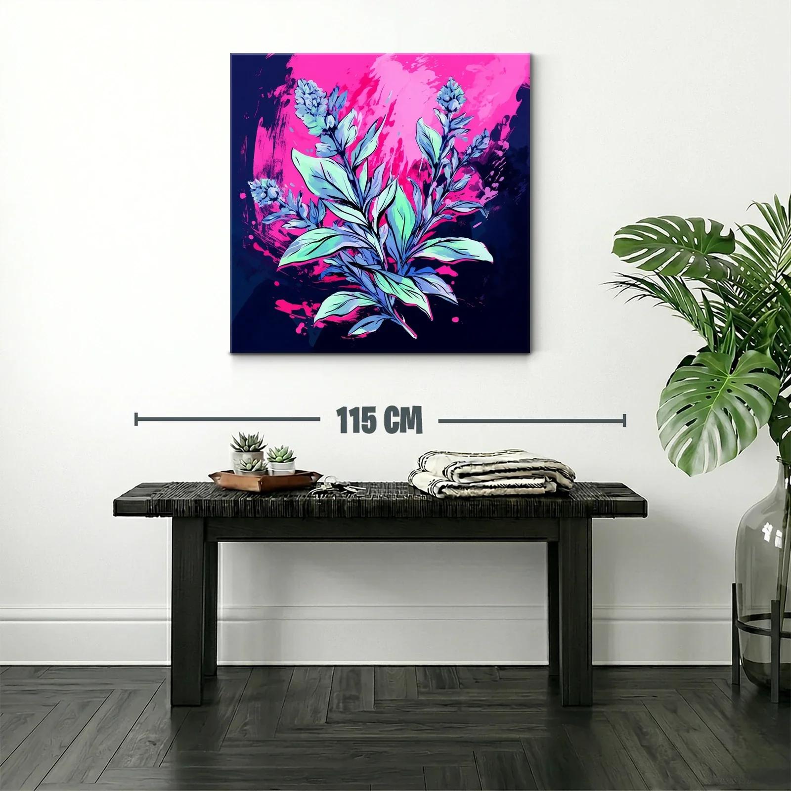 Cuadro floral moderno con tonos vibrantes y contrastes intensos — miniatura 2