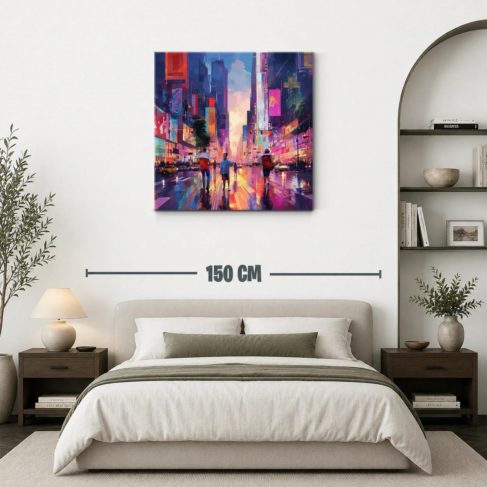 Atardecer vibrante en calle urbana con luces neón — miniatura 3