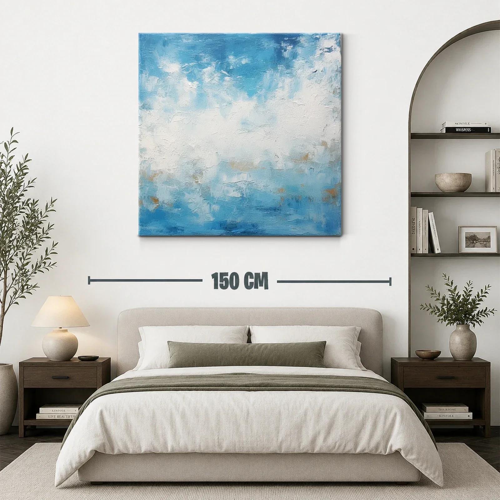 Abstracto en tonos azules y blancos con toques dorados — miniatura 3