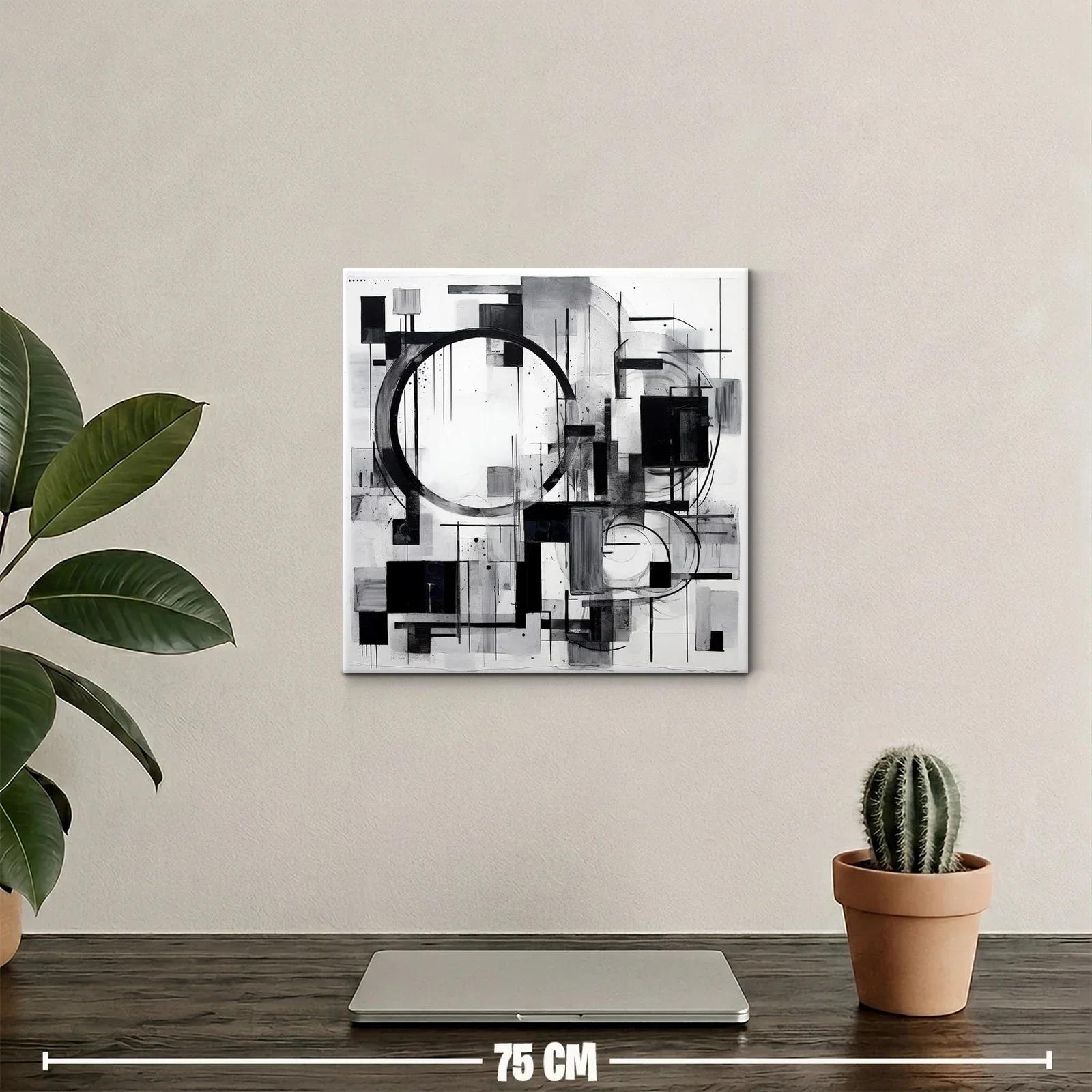 Composición abstracta en blanco y negro con formas geométricas — miniatura 2