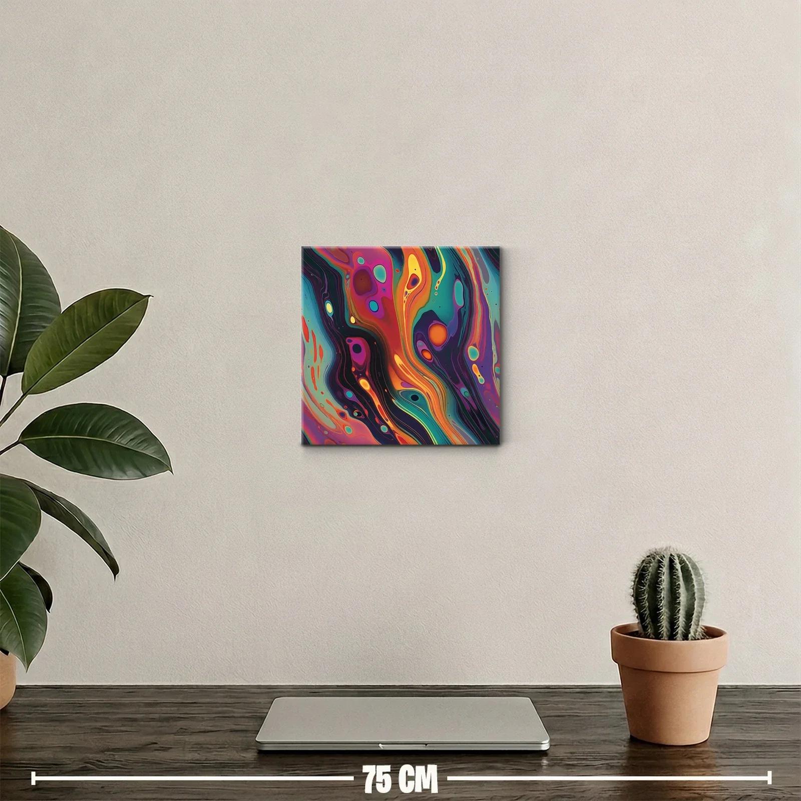 Cuadro abstracto con vibrantes formas onduladas multicolor — miniatura 2