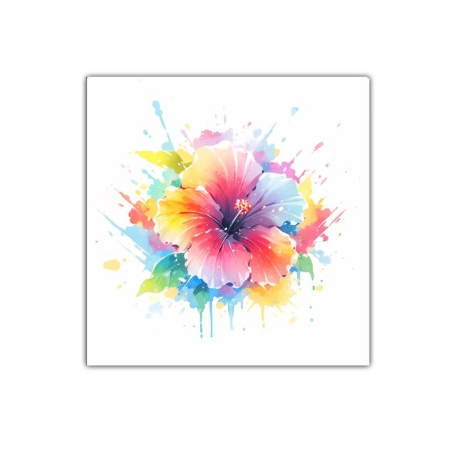 Cuadro decorativo flor hibisco con explosión de color