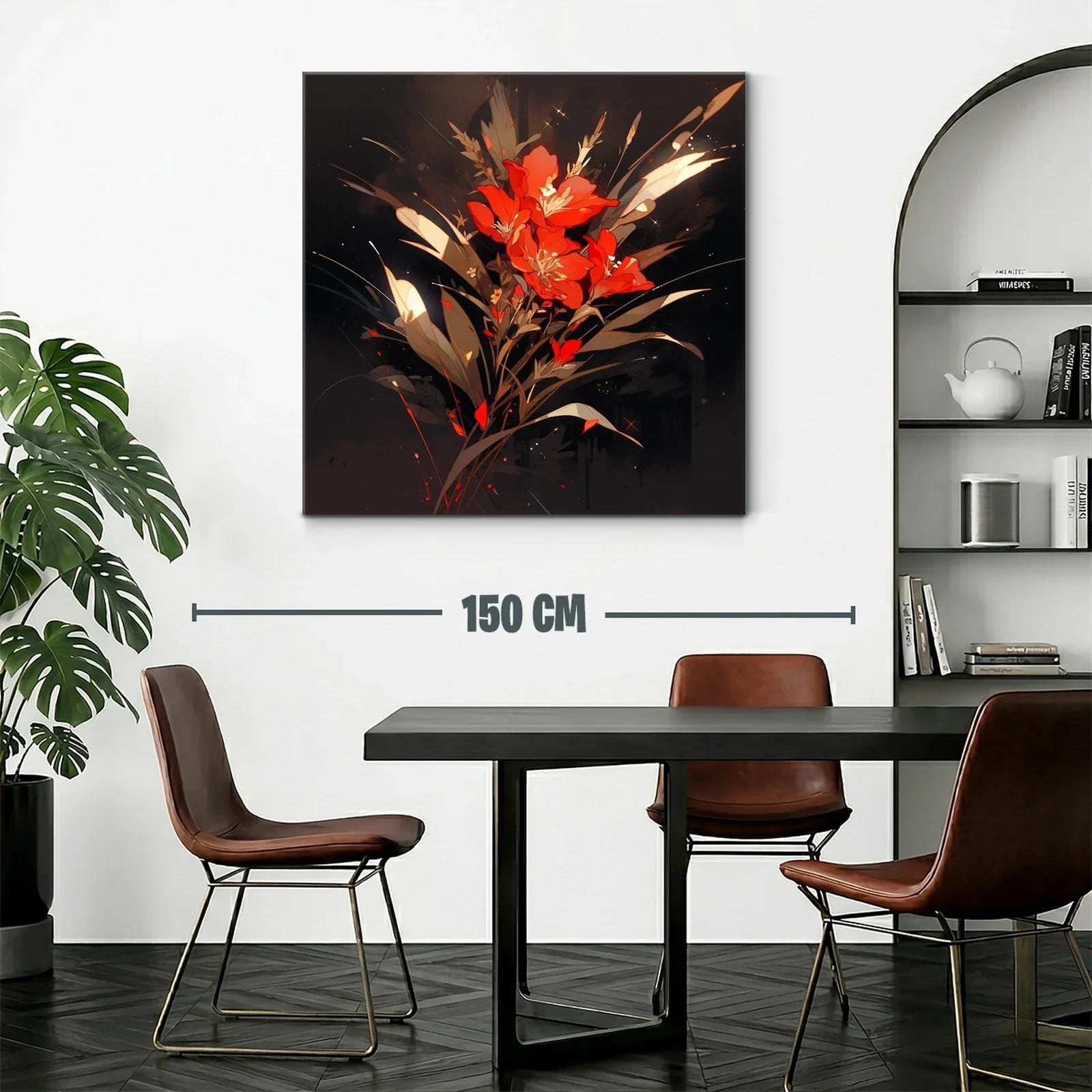 Ramo vibrante de flores rojas con fondo oscuro elegante — miniatura 2