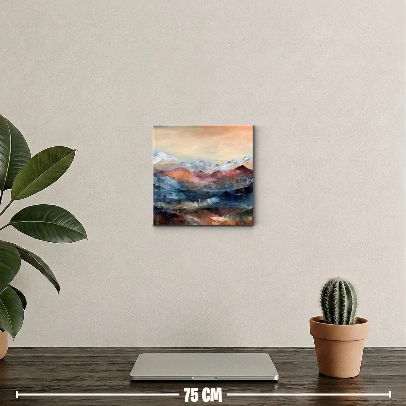 Paisaje de montañas con tonos cálidos y fríos difuminados — miniatura 2