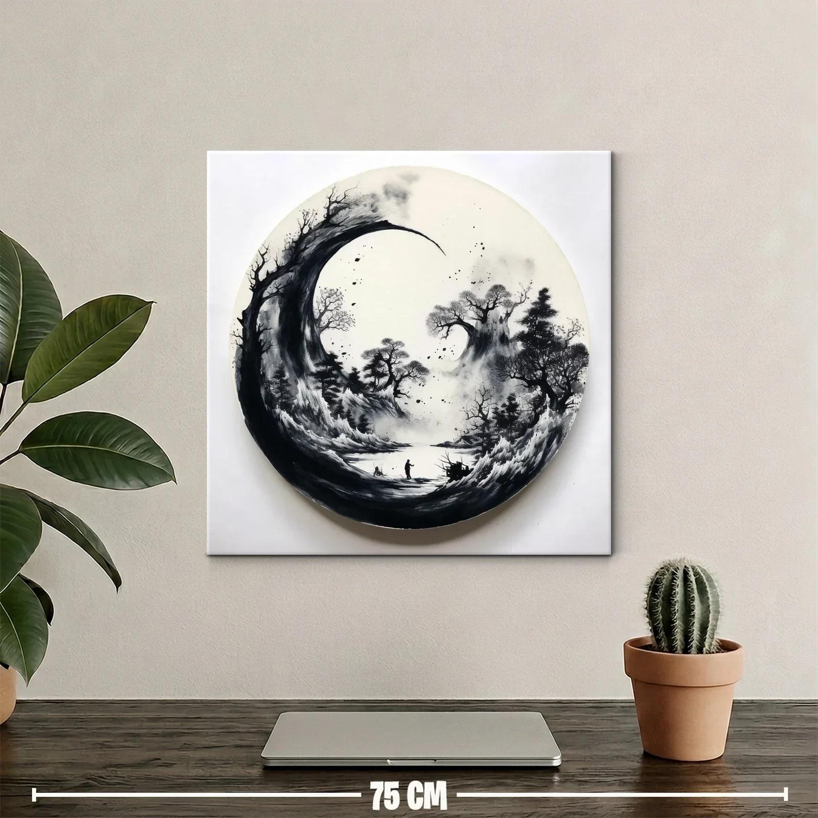 Paisaje monocromático con figura en entorno natural misterioso — miniatura 2