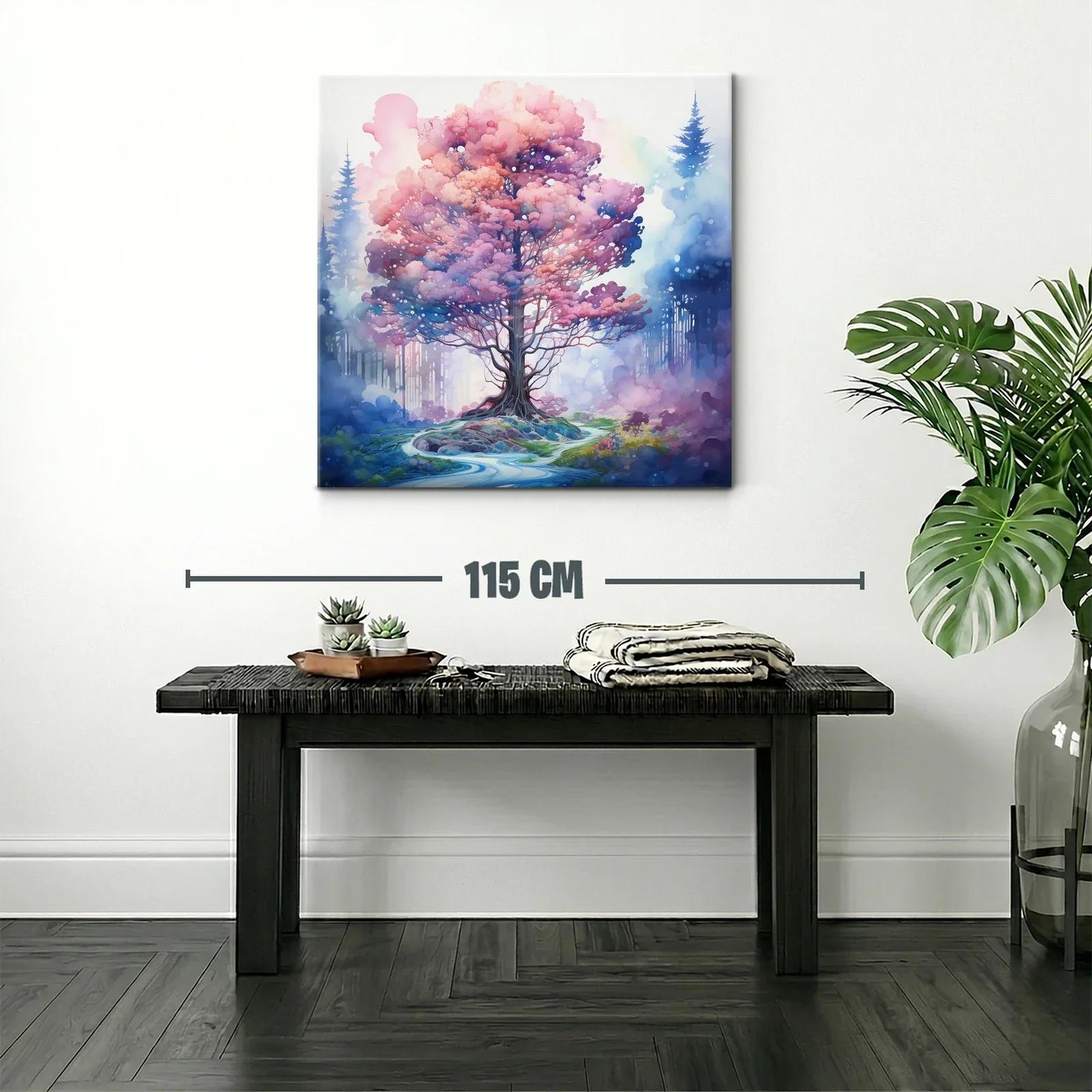 Árbol mágico con follaje rosa y ambiente de ensueño — miniatura 2
