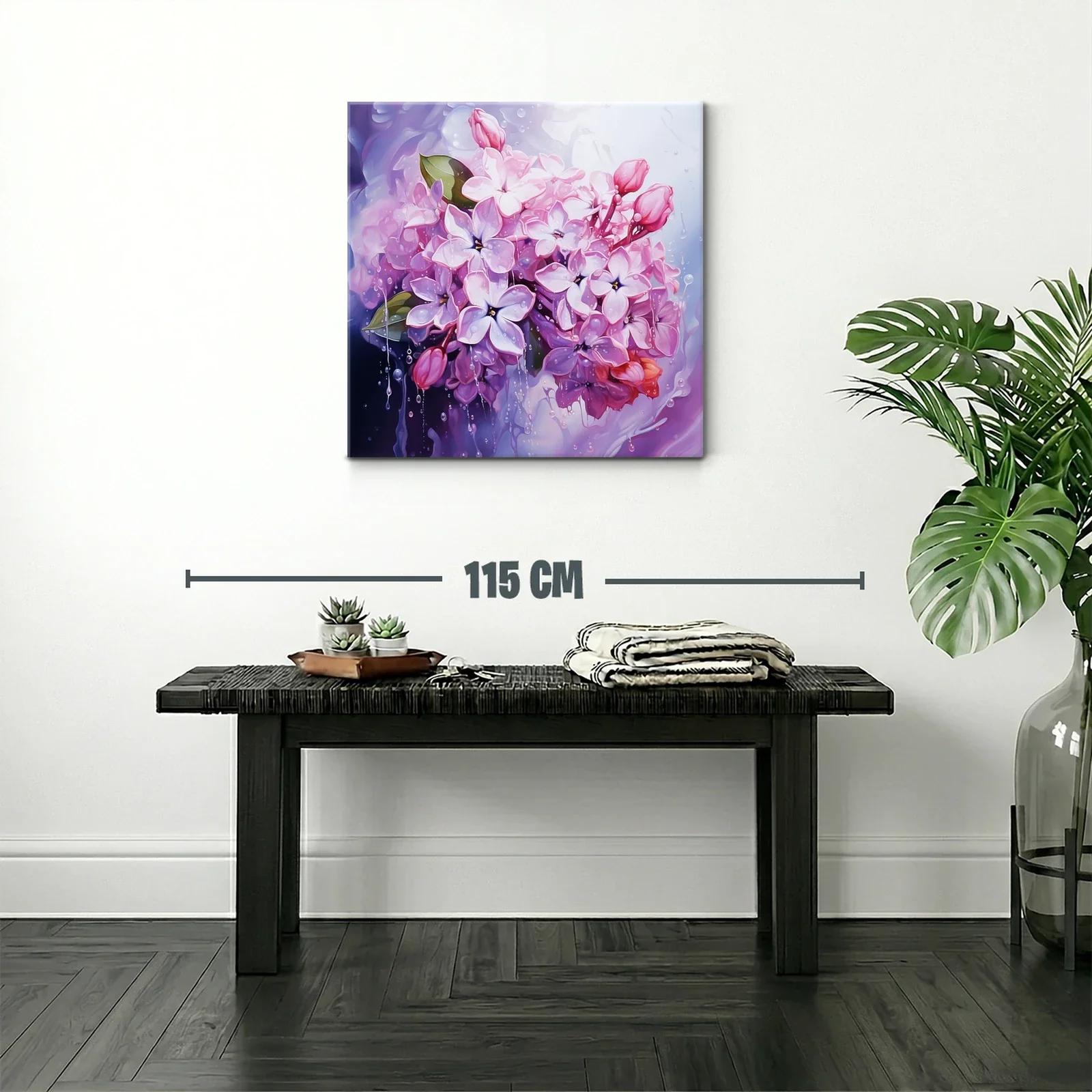 Ramo de flores lilas con gotas de agua brillante — miniatura 2
