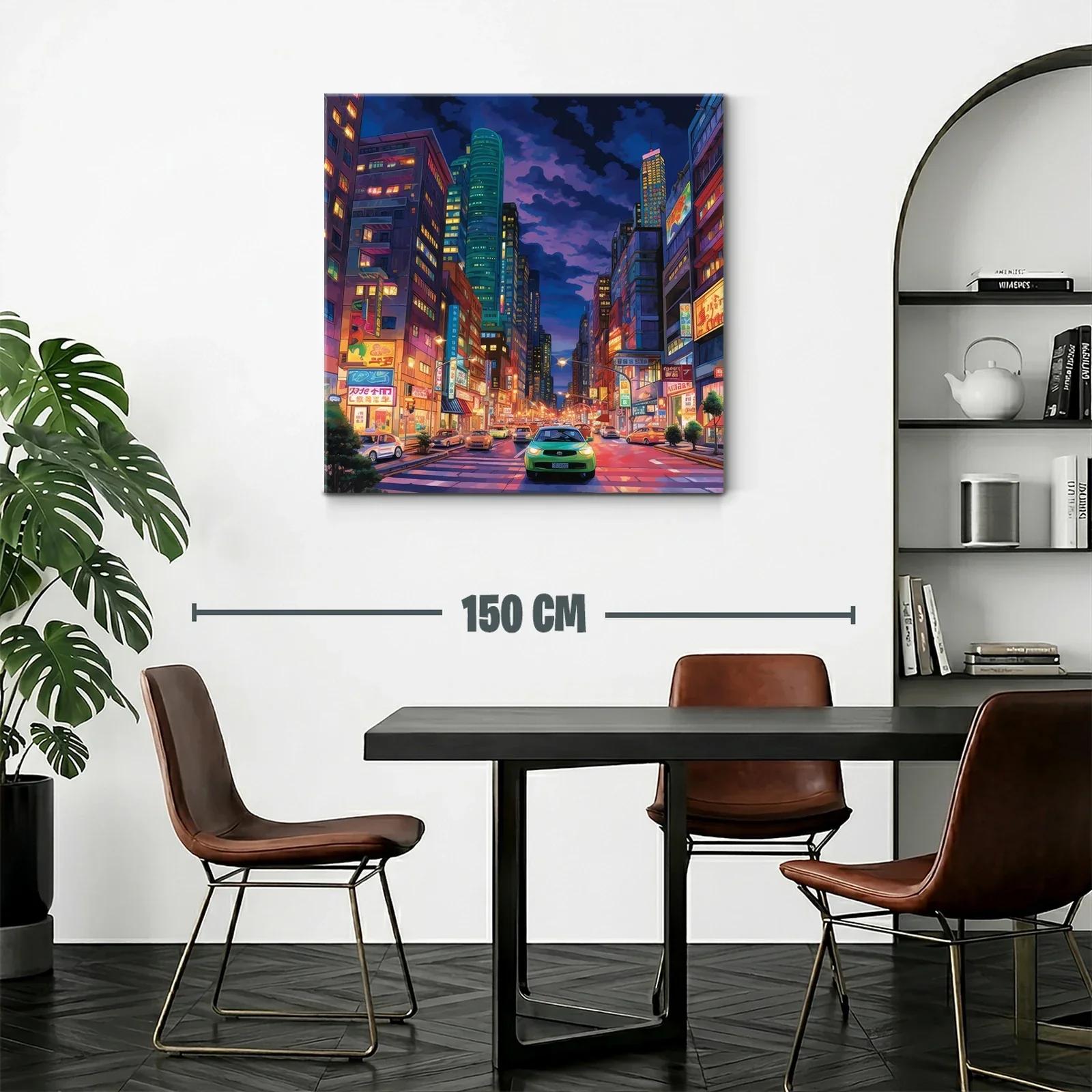 Ciudad vibrante iluminada en atardecer urbano moderno — miniatura 2