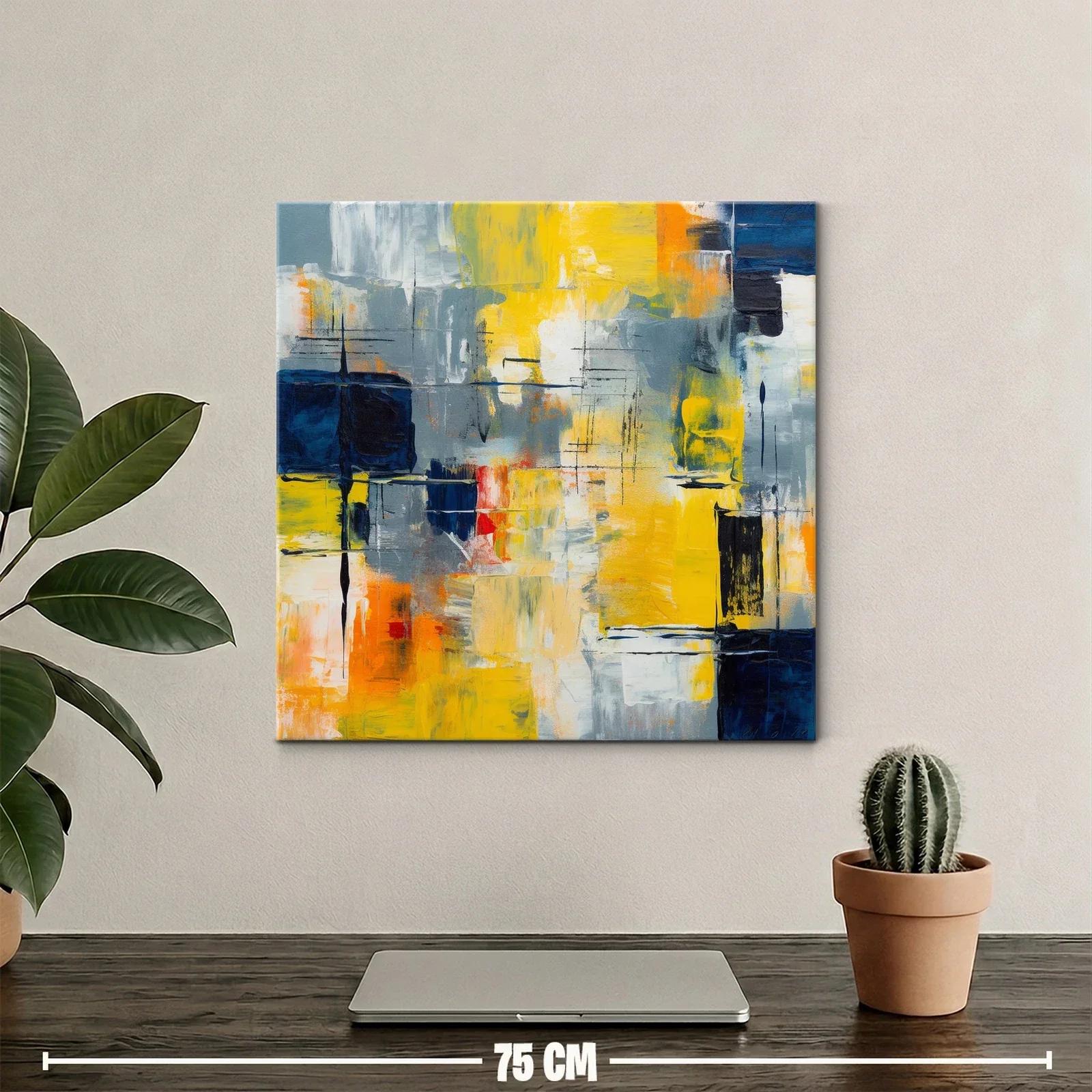 Cuadro abstracto con tonos cálidos y gráficos dinámicos — miniatura 2