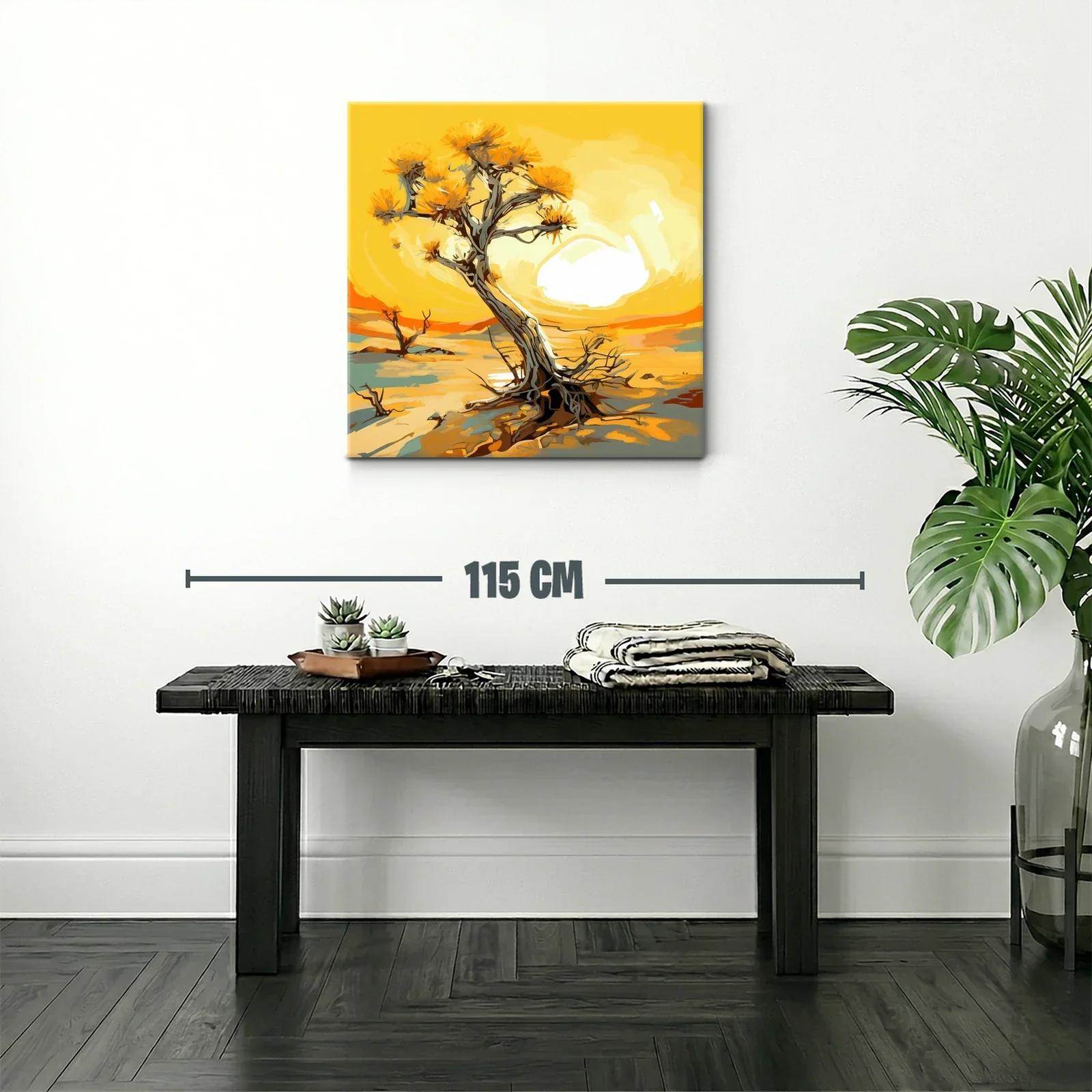 Árbol solitario en paisaje desértico iluminado al atardecer — miniatura 2