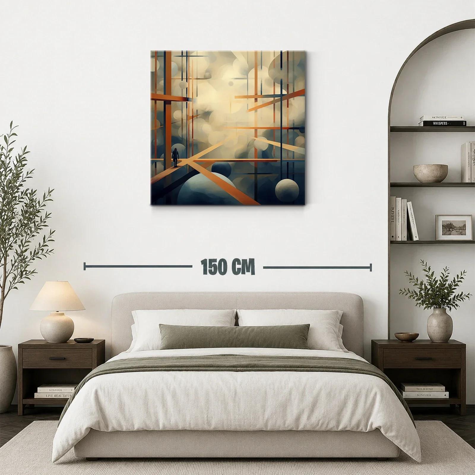 Composición abstracta con líneas y esferas en tonos cálidos — miniatura 3