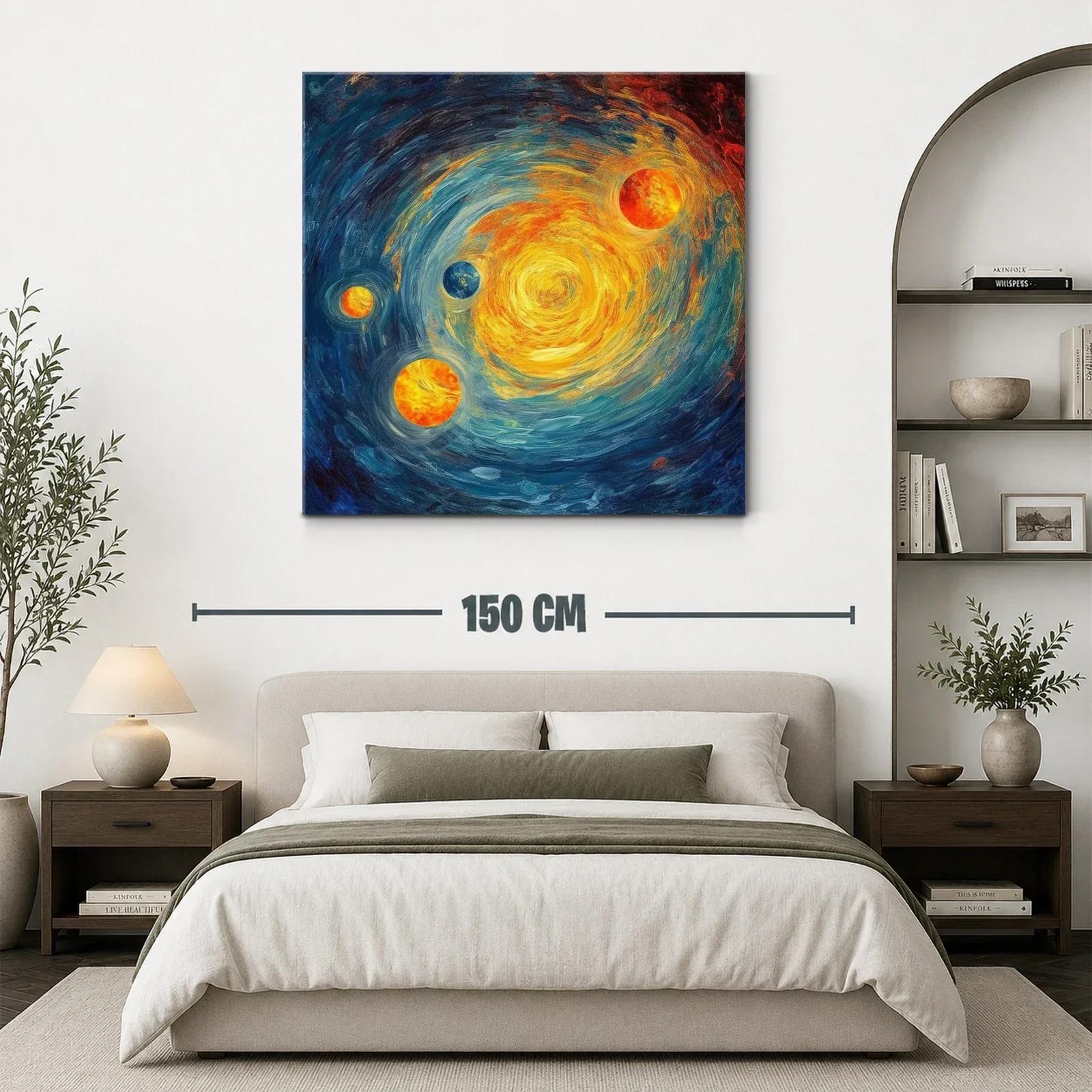 Galaxia vibrante con planetas iluminados y remolinos cósmicos — miniatura 3