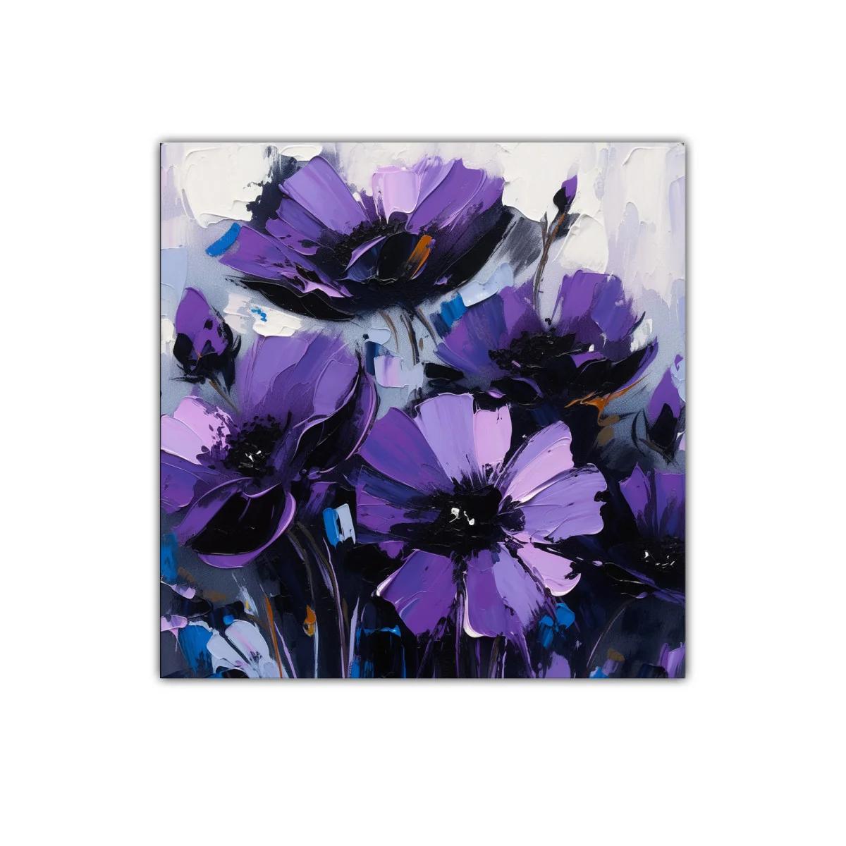 Cuadro con flores moradas vibrantes para decoración elegante