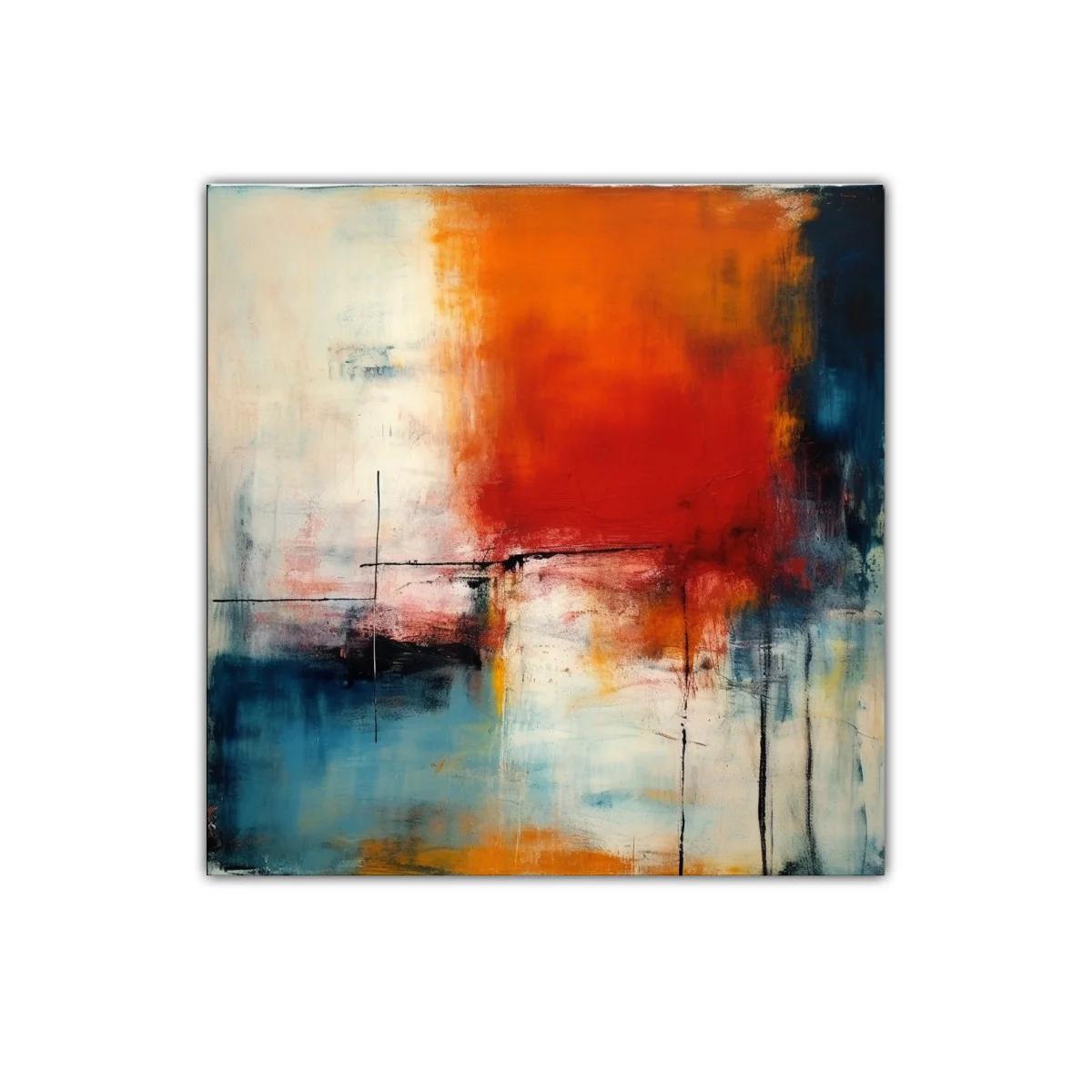 Cuadro abstracto con vibrantes tonos cálidos y fríos equilibrados