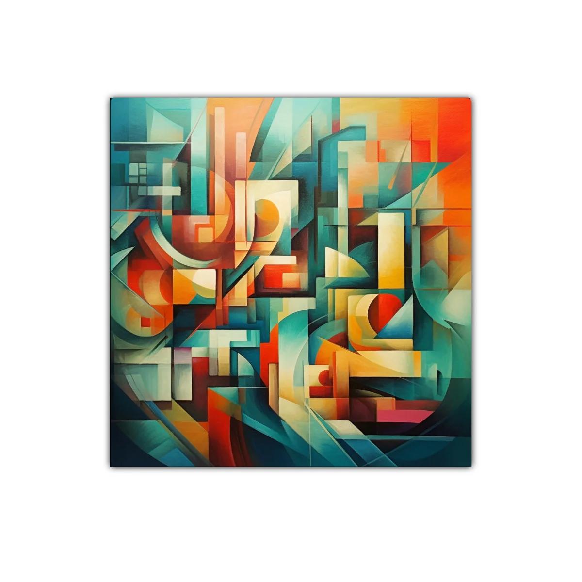 Composición geométrica vibrante con tonos cálidos y fríos — imagen principal