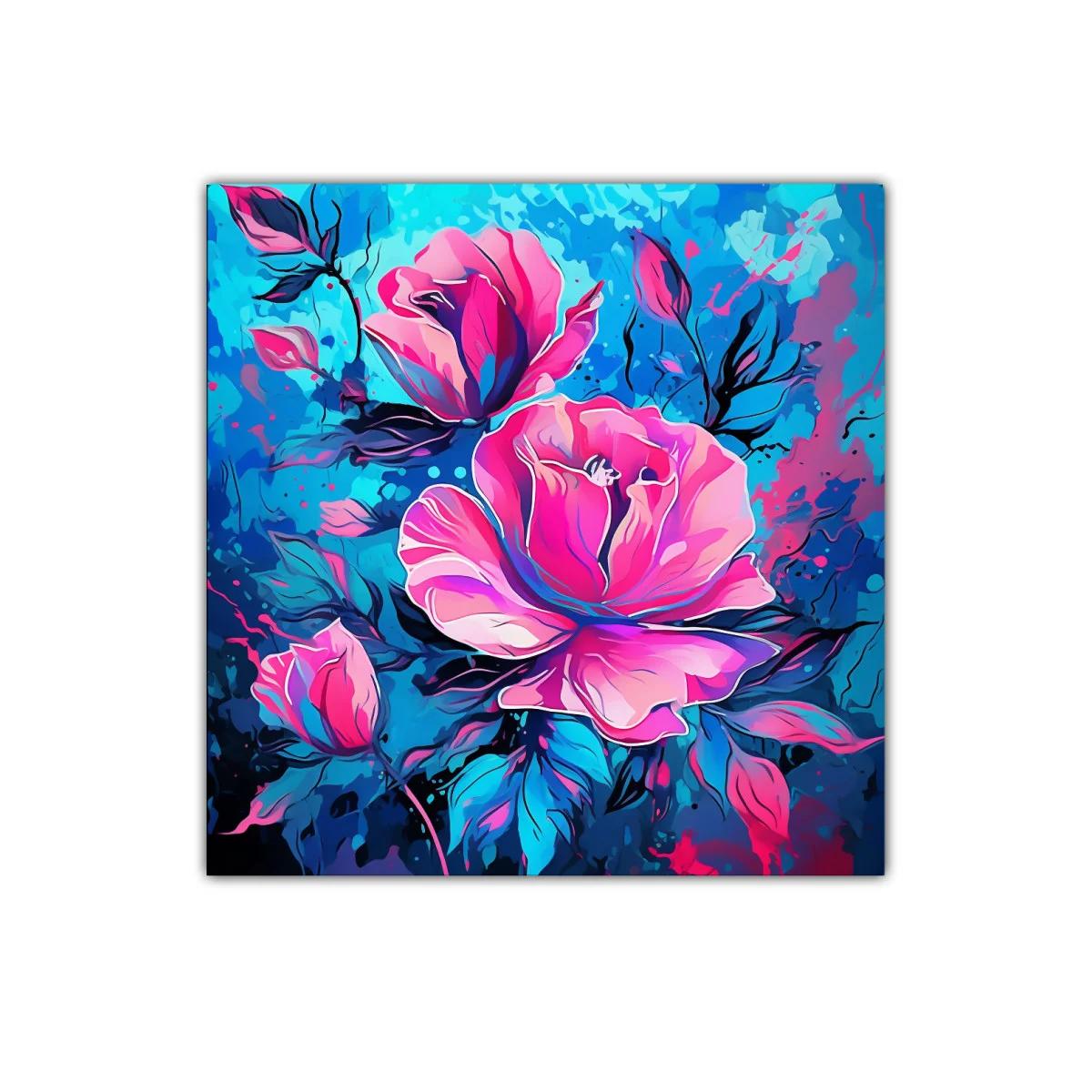 Flores vibrantes con tonos rosas y azules intensos — imagen principal