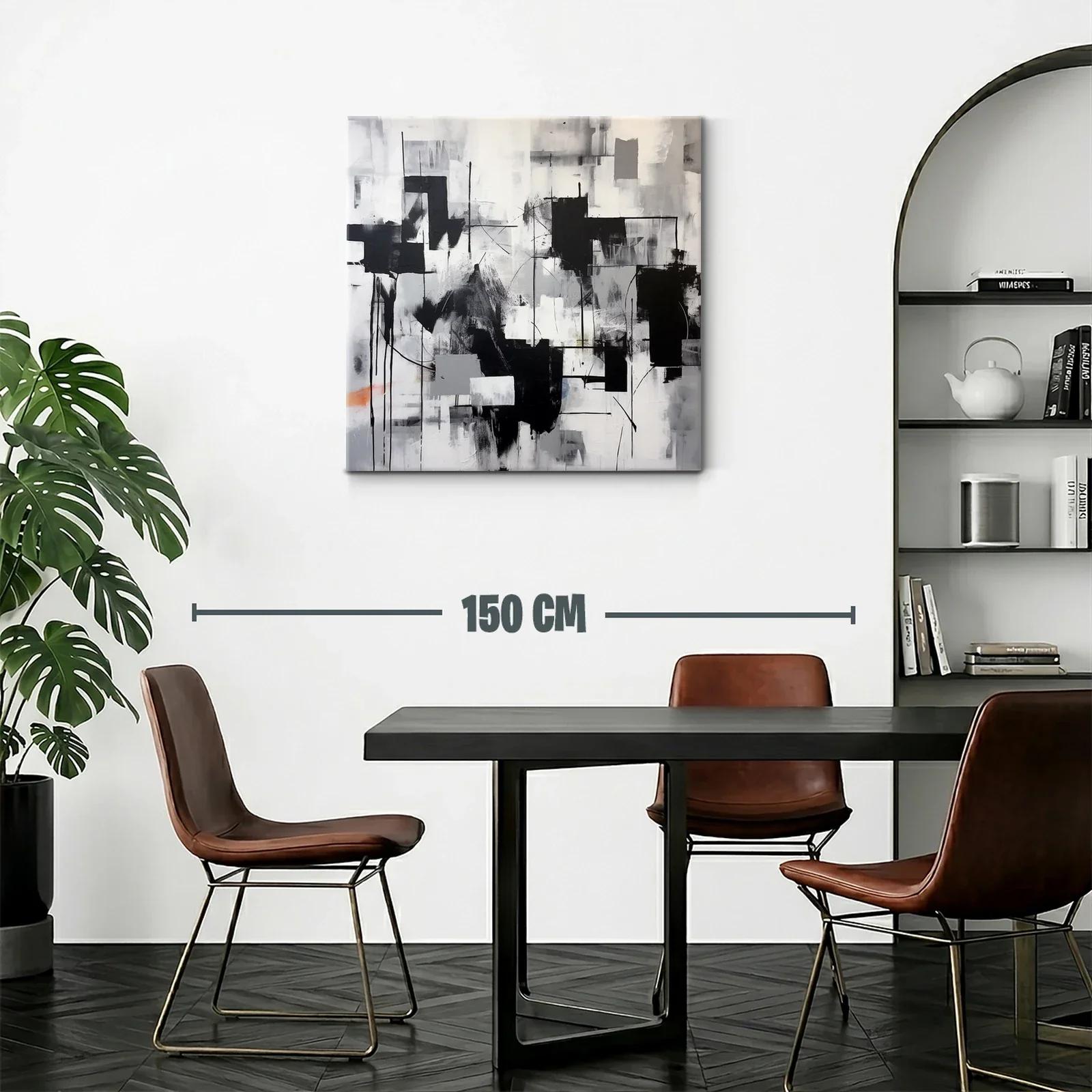 Cuadro abstracto moderno en tonos neutros y contrastes intensos — miniatura 2