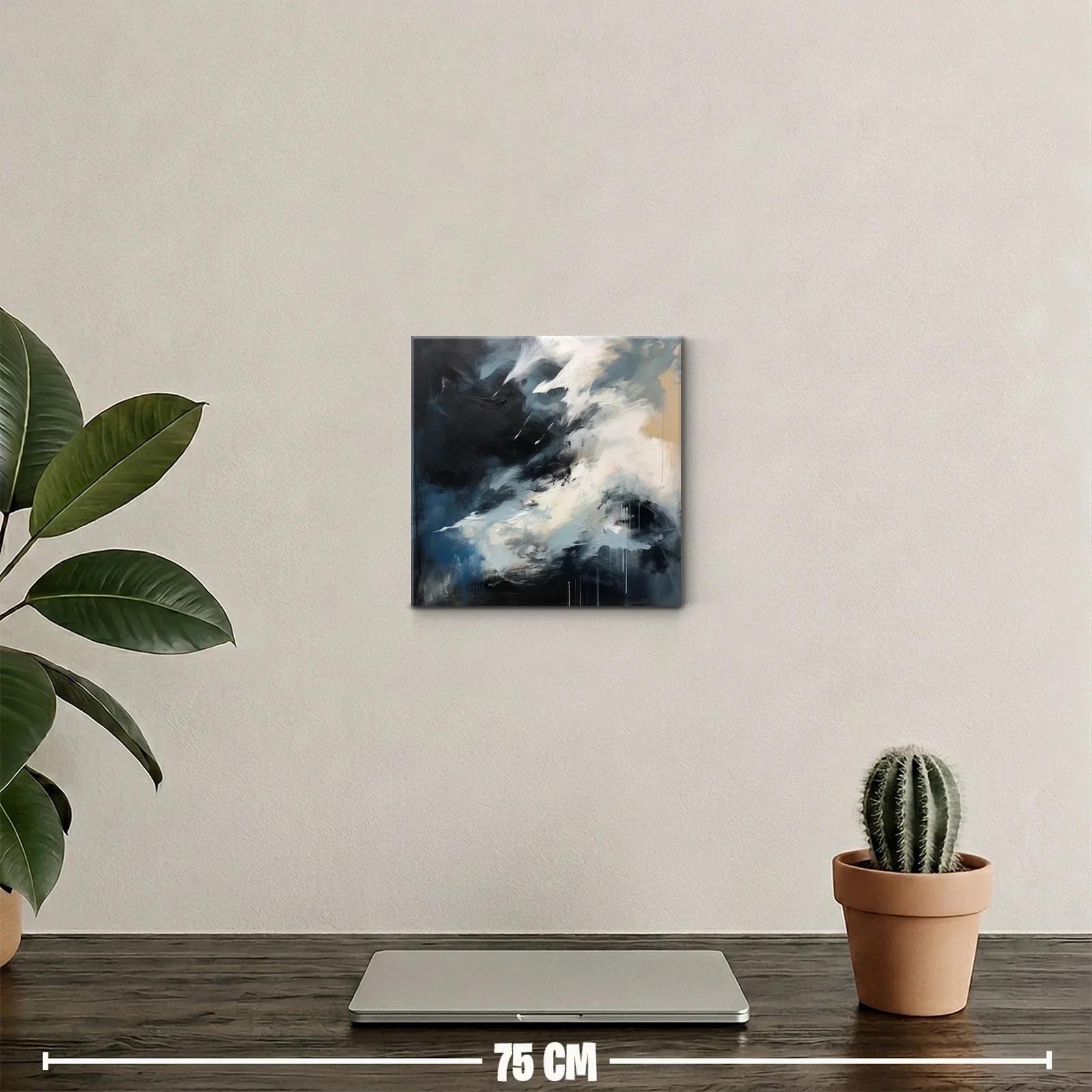 Cuadro abstracto en tonos oscuros y claros para ambientes modernos — miniatura 2