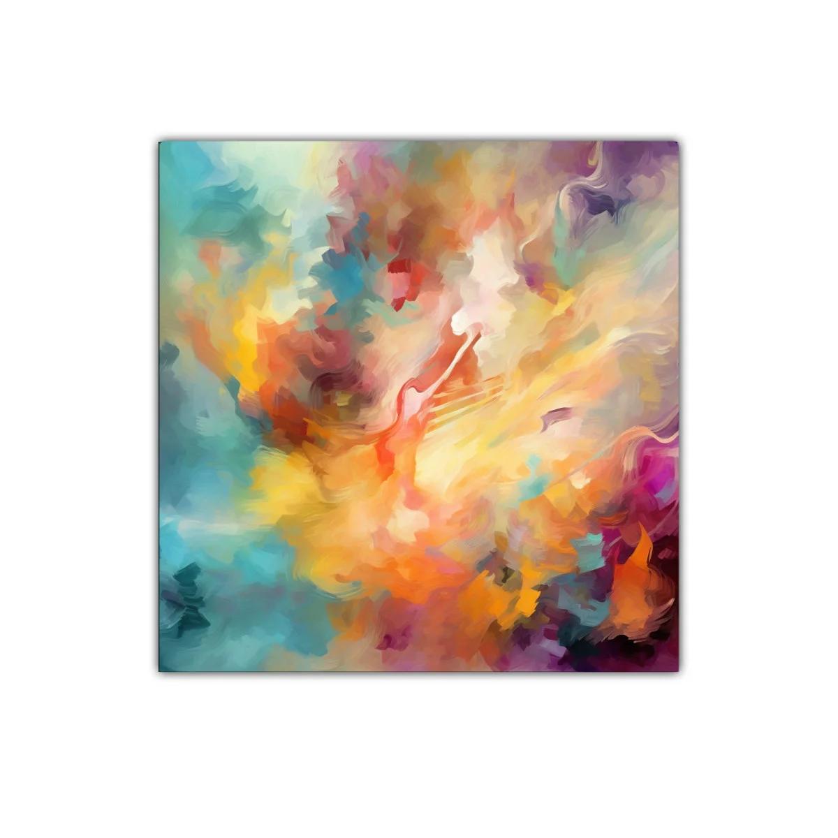 Cuadro decorativo vibrante con mezcla de colores cálidos y fríos