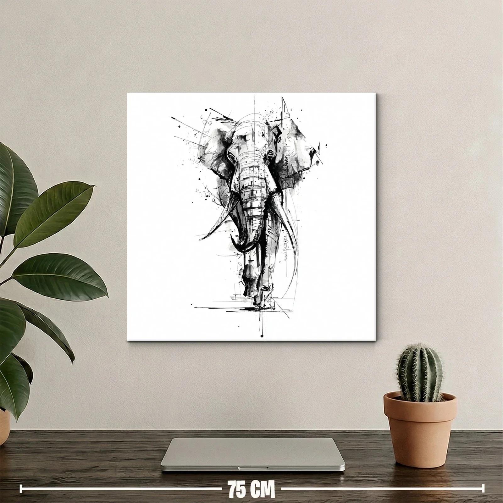 Impactante retrato de elefante en tinta monocroma — miniatura 2
