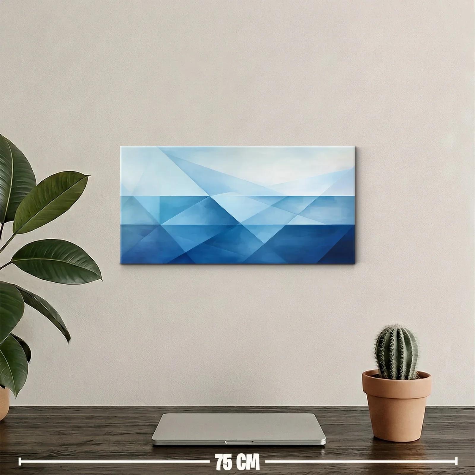 Cuadro composición geométrica azul con planos triangulares — miniatura 2