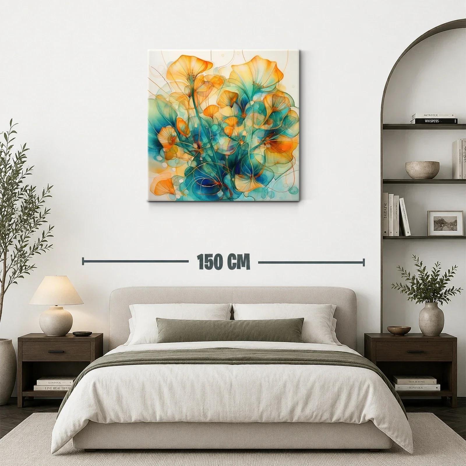 Floración abstracta en tonos cálidos y azules vibrantes — miniatura 3