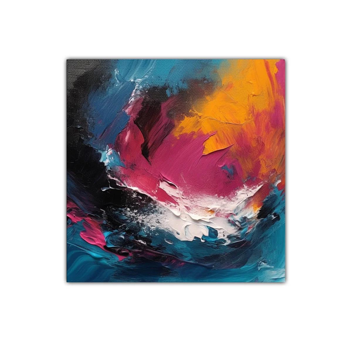 Cuadro abstracto con vibrantes tonos fucsia naranja y azul — miniatura 1