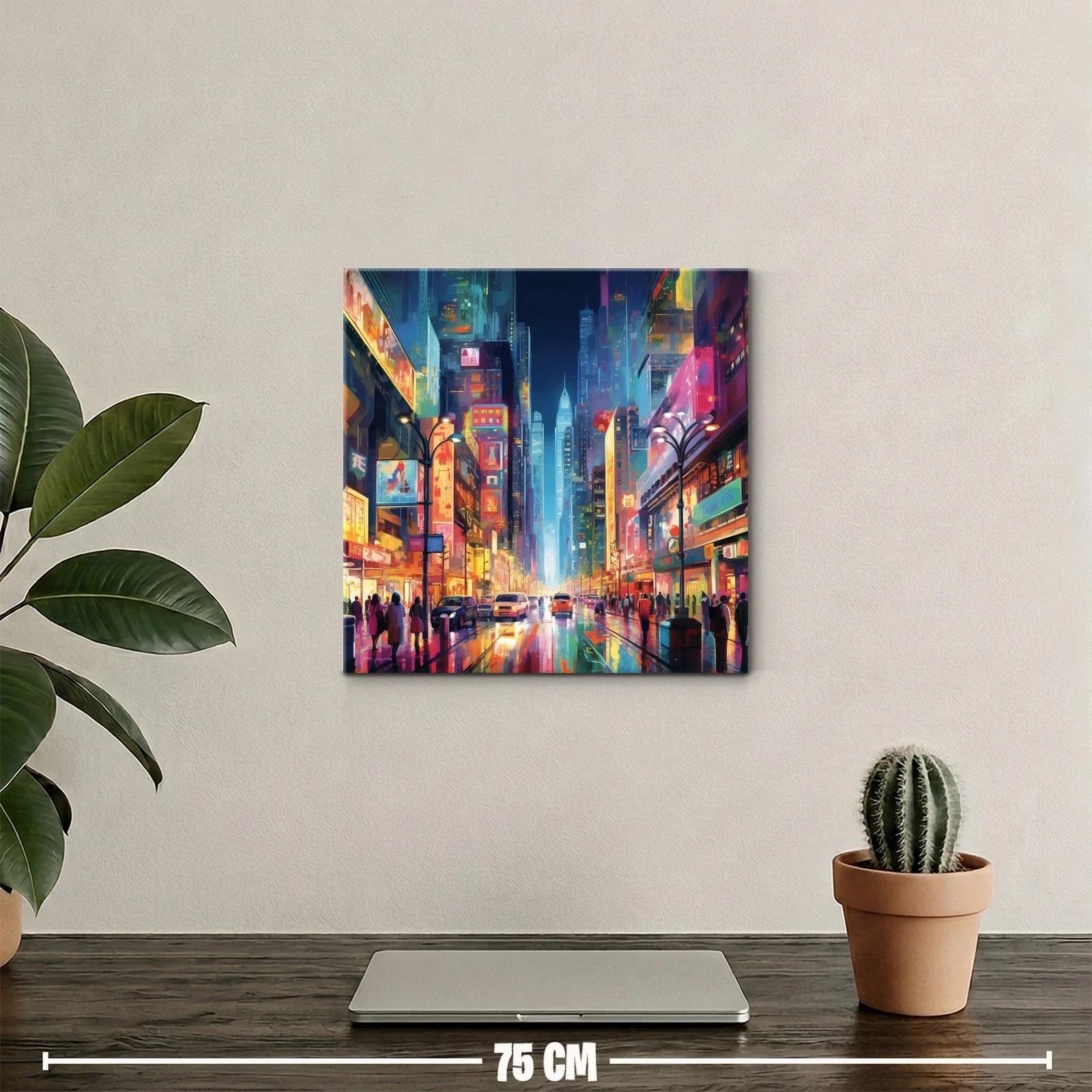 Ciudad luminosa vibrante al anochecer con rascacielos y tráfico — miniatura 2
