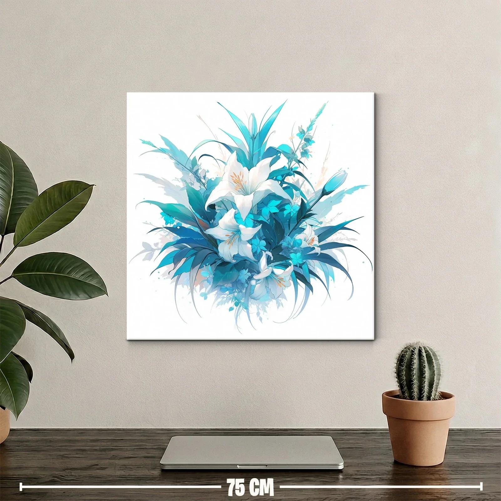 Cuadro floral con lirios en tonos azules y blancos — miniatura 2