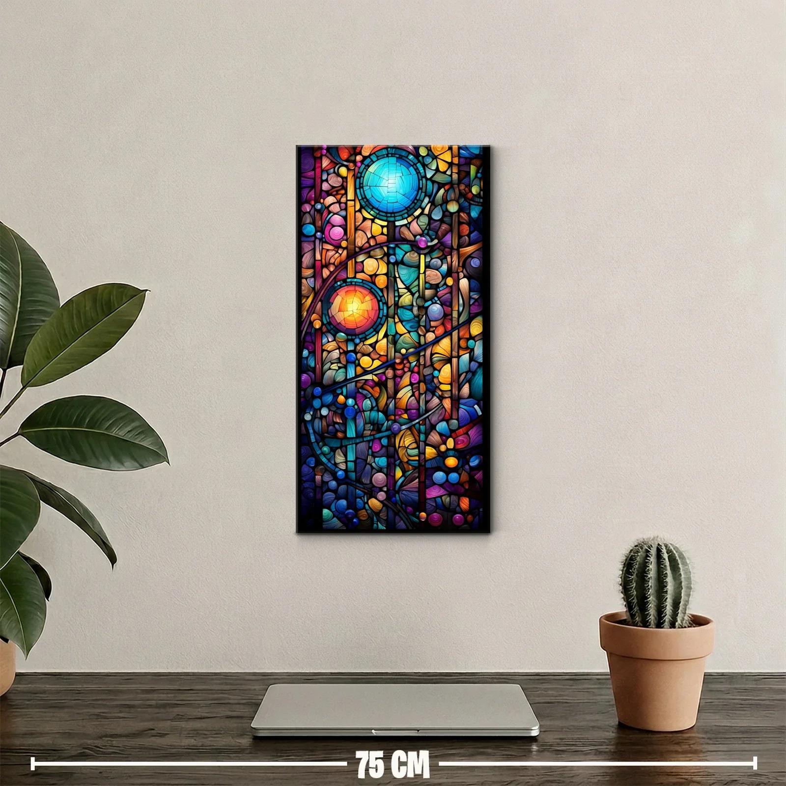 Cuadro vitral abstracto con dos círculos luminosos — miniatura 2