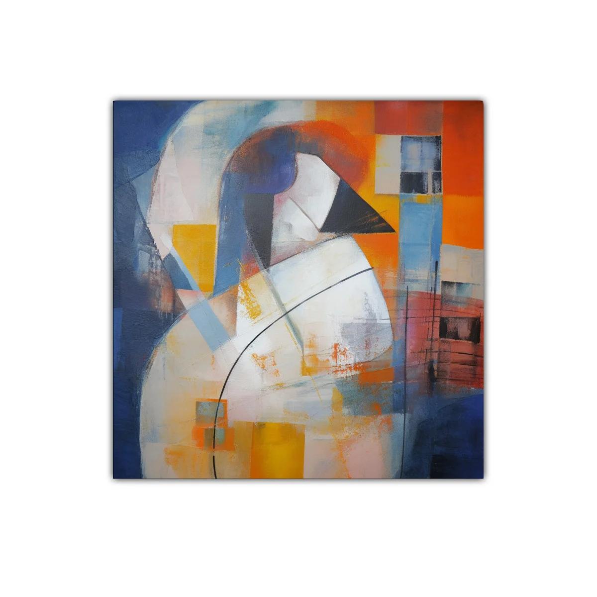 Cuadro abstracto con figura de ave en colores vibrantes — imagen principal